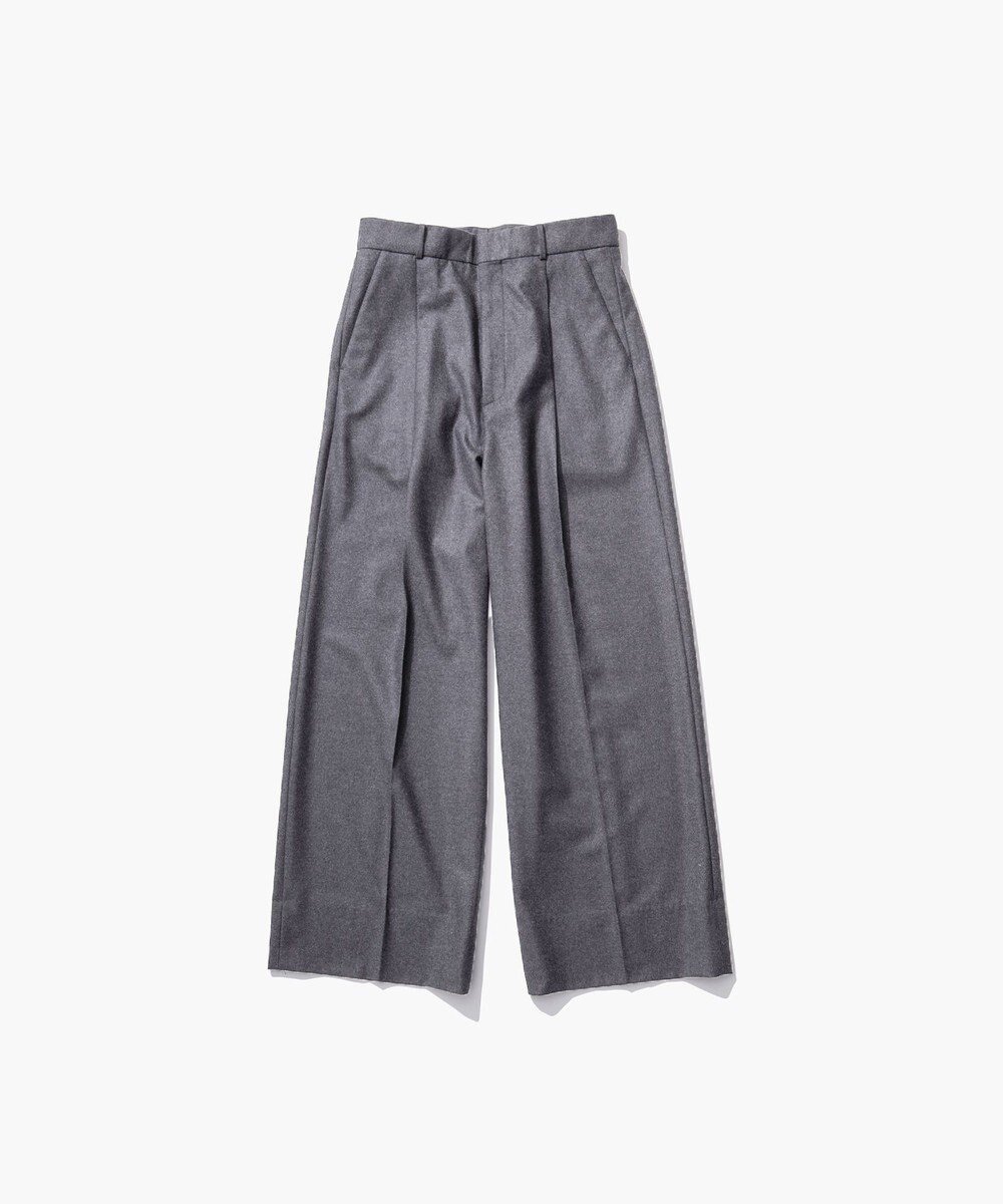 【エイトン/ATON】のMERINO COLLEGE FLANNEL タックワイドパンツ インテリア・キッズ・メンズ・レディースファッション・服の通販 founy(ファニー) 　ファッション　Fashion　レディースファッション　Fashion for Women　パンツ　Pants & Trousers　新作・新入荷　New Arrivals / New In　ジャケット　Jacket, Outerwear　ストレート　Straight, Straight Cut　ドレープ　Drape, Draping Fabric　バランス　Balance, Style Balance　フィット　Fit, Slim Fit　フレア　Flare, Flared　マニッシュ　Mannish, Boyish　ワイド　Wide, Wide Fit　A/W・秋冬　Autumn/Winter　TOP GRAY|ID: prp329100004661327 ipo3291000000033730751