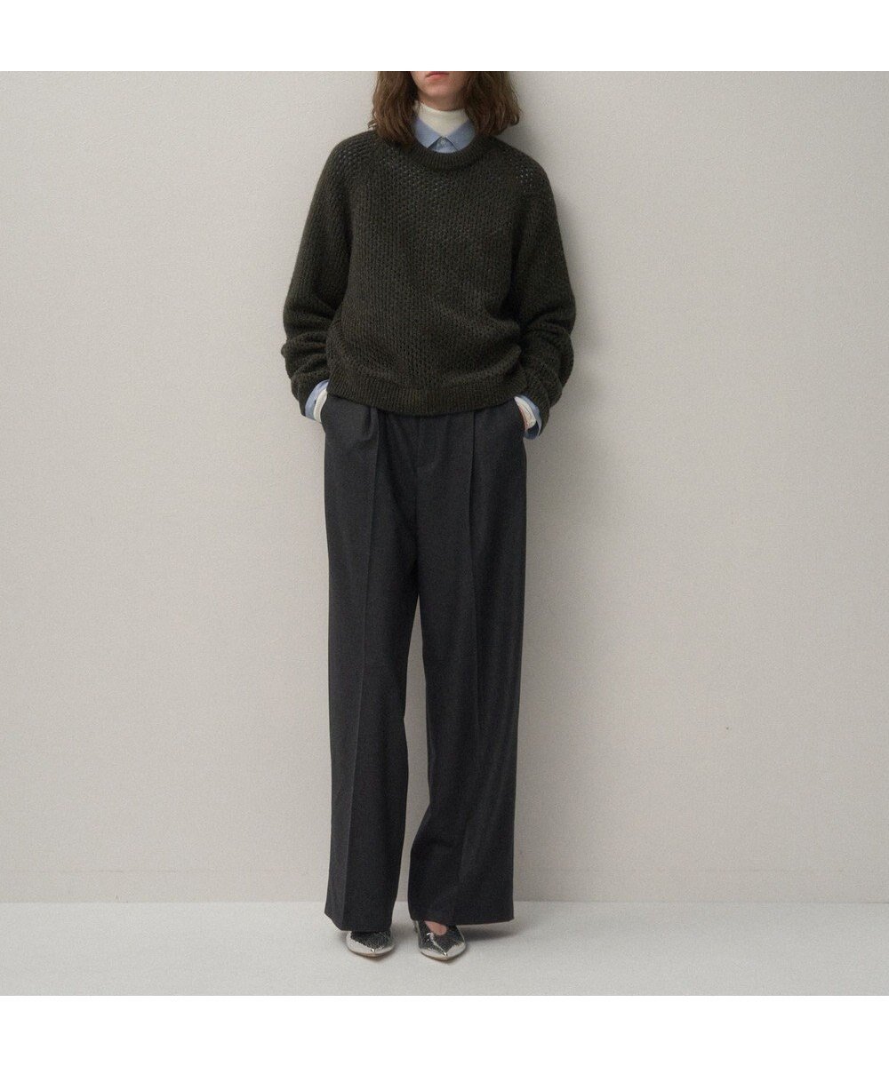 【エイトン/ATON】のMERINO COLLEGE FLANNEL タックワイドパンツ インテリア・キッズ・メンズ・レディースファッション・服の通販 founy(ファニー) 　ファッション　Fashion　レディースファッション　Fashion for Women　パンツ　Pants & Trousers　新作・新入荷　New Arrivals / New In　ジャケット　Jacket, Outerwear　ストレート　Straight, Straight Cut　ドレープ　Drape, Draping Fabric　バランス　Balance, Style Balance　フィット　Fit, Slim Fit　フレア　Flare, Flared　マニッシュ　Mannish, Boyish　ワイド　Wide, Wide Fit　A/W・秋冬　Autumn/Winter　CHAROCAL TOP|ID: prp329100004661327 ipo3291000000033730755