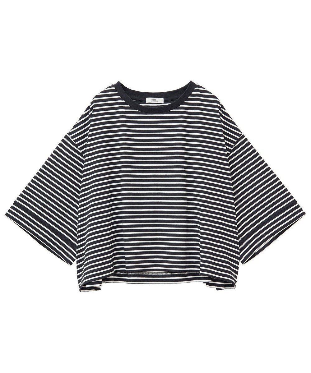 【アースミュージックアンドエコロジー/earth music&ecology】の【接触冷感】バックギャザーTee インテリア・キッズ・メンズ・レディースファッション・服の通販 founy(ファニー) 　ファッション　Fashion　レディースファッション　Fashion for Women　トップス・カットソー　Cut & Sew Tops　シャツ・ブラウス・オフィスカジュアル　Elegant Blouses & Button-Ups　ロングTシャツ・Tシャツ　Longline T-Shirts & Tees　カットソー・ベーシックTシャツ　Cut-and-Sewn Tops / Stretch Tees & Basics　おすすめ　Recommended / Our Picks　カットソー　Cut and Sewn Top　ギャザー　Gathered, Ruffled　ポケット　Pocket, Pocket Detail　ワイド　Wide, Wide Fit　夏　Summer　春　Spring　S/S・春夏　SS, Spring/Summer, Warm Season　Border Black|ID: prp329100004661414 ipo3291000000033731076