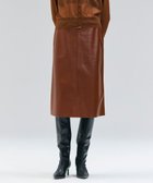 【ベイジ,/BEIGE,】のCLYDE / ステッチベルトラムレザースカート Brown|ID: prp329100004661465 ipo3291000000033731233