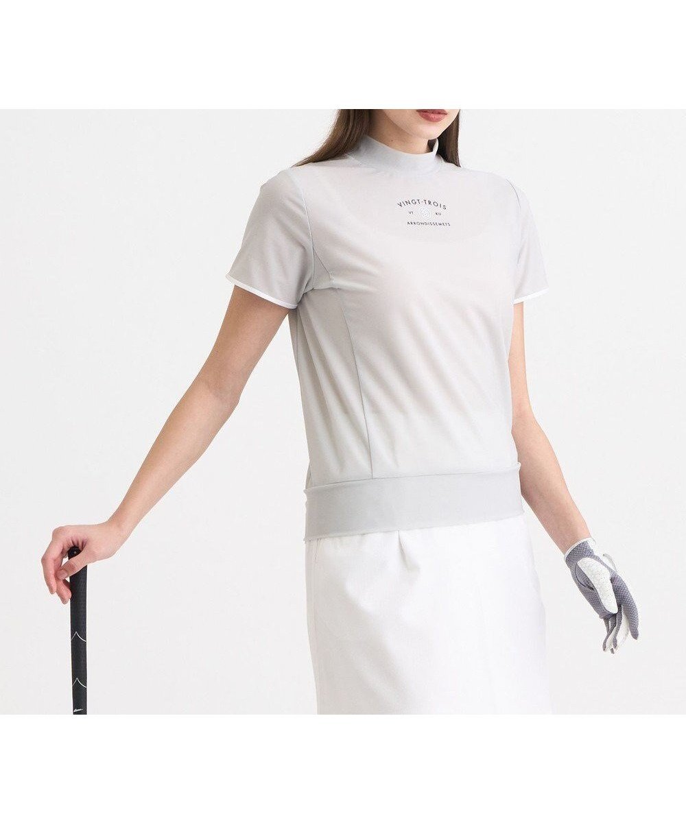 【23区 ゴルフ/NIJYUSANKU GOLF】の【WOMEN】AIR TOOLライト モックネックシャツ 接触冷感 UVケア 高通気 ひんやり冷感効果 インテリア・キッズ・メンズ・レディースファッション・服の通販 founy(ファニー) 　ファッション　Fashion　レディースファッション　Fashion for Women　トップス・カットソー　Cut & Sew Tops　シャツ・ブラウス・オフィスカジュアル　Elegant Blouses & Button-Ups　レディースパーカー・カジュアルフーディー　Casual Hoodies & Sweatshirts　スウェット・クルーネックトップス　Sweatshirts & Crewnecks / Relaxed Fit Sweat Tops　春　Spring　コンパクト　Compact, Small Size　シンプル　Simple, Minimal　スウェット / スエット　Sweatshirt, Sweatwear　ストレッチ　Stretch, Stretchy Fabric　ダブル　Double, Double-Breasted　バランス　Balance, Style Balance　フィット　Fit, Slim Fit　ボトム　Bottoms, Lower Wear　メッシュ　Mesh, Net Fabric　モックネック　Mock Neck, Short Turtleneck　S/S・春夏　SS, Spring/Summer, Warm Season　夏　Summer　エレガント 上品　Elegant　ゴルフ　Golf　ライトグレー系|ID: prp329100004661671 ipo3291000000033731878