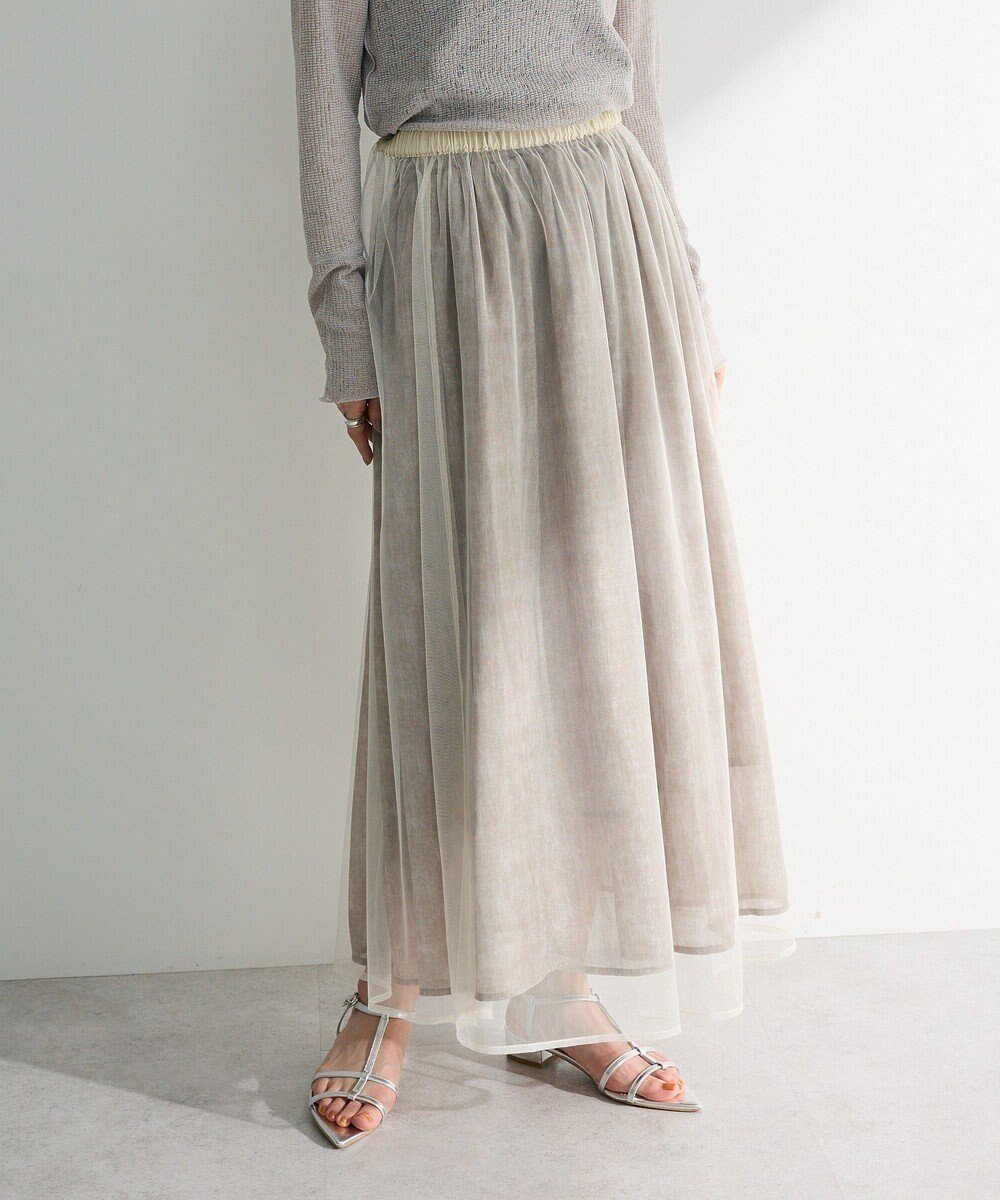 【グリーンパークス/Green Parks】のSET2点マーブル柄+チュールスカート 人気、トレンドファッション・服の通販 founy(ファニー) 　ファッション　Fashion　レディースファッション　Fashion for Women　スカート　Skirts　おすすめ　Recommended / Our Picks　シアー　Sheer, See-Through　チュール　Tulip, Tulip Motif　フレア　Flare, Flared　プリント　Print, Printed Pattern　ポケット　Pocket, Pocket Detail　マーブル　Marble, Marble Pattern　エレガント 上品　Elegant　夏　Summer　春　Spring　S/S・春夏　SS, Spring/Summer, Warm Season　 other-1|ID: prp329100004661675 ipo3291000000034230527