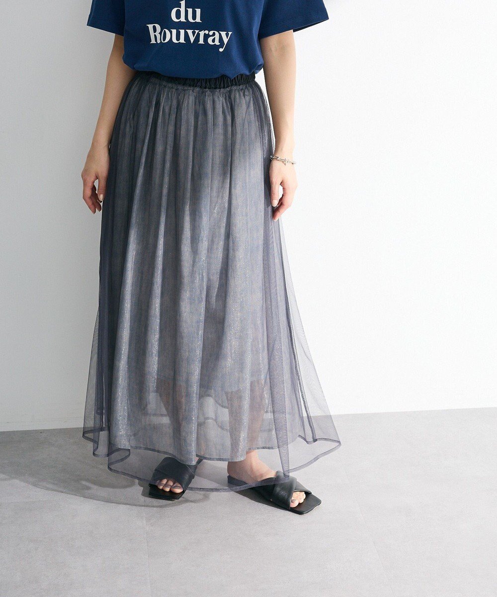 【グリーンパークス/Green Parks】のSET2点マーブル柄+チュールスカート インテリア・キッズ・メンズ・レディースファッション・服の通販 founy(ファニー) 　ファッション　Fashion　レディースファッション　Fashion for Women　スカート　Skirts　おすすめ　Recommended / Our Picks　シアー　Sheer, See-Through　チュール　Tulip, Tulip Motif　フレア　Flare, Flared　プリント　Print, Printed Pattern　ポケット　Pocket, Pocket Detail　マーブル　Marble, Marble Pattern　エレガント 上品　Elegant　夏　Summer　春　Spring　S/S・春夏　SS, Spring/Summer, Warm Season　Charcoal Gray|ID: prp329100004661675 ipo3291000000034230529