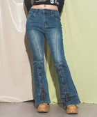 【ウィゴー/WEGO】のレースアップストレッチフレアデニム デニム中濃色|ID: prp329100004662115 ipo3291000000033733572