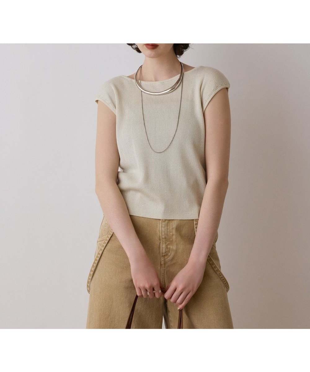 【グレース コンチネンタル/GRACE CONTINENTAL】のスパンコールリブトップ 人気、トレンドファッション・服の通販 founy(ファニー) 　ファッション　Fashion　レディースファッション　Fashion for Women　トップス・カットソー　Cut & Sew Tops　スパンコール　Sequins, Sequin Embellishment　スリーブ　Sleeve, Long Sleeve / Short Sleeve　フレンチ　French, French Style　プレート　Plate, Dish　リュクス　Luxury, Elegant, High-End, Chic　エレガント 上品　Elegant　夏　Summer　春　Spring　S/S・春夏　SS, Spring/Summer, Warm Season　 other-1|ID: prp329100004662431 ipo3291000000033734937