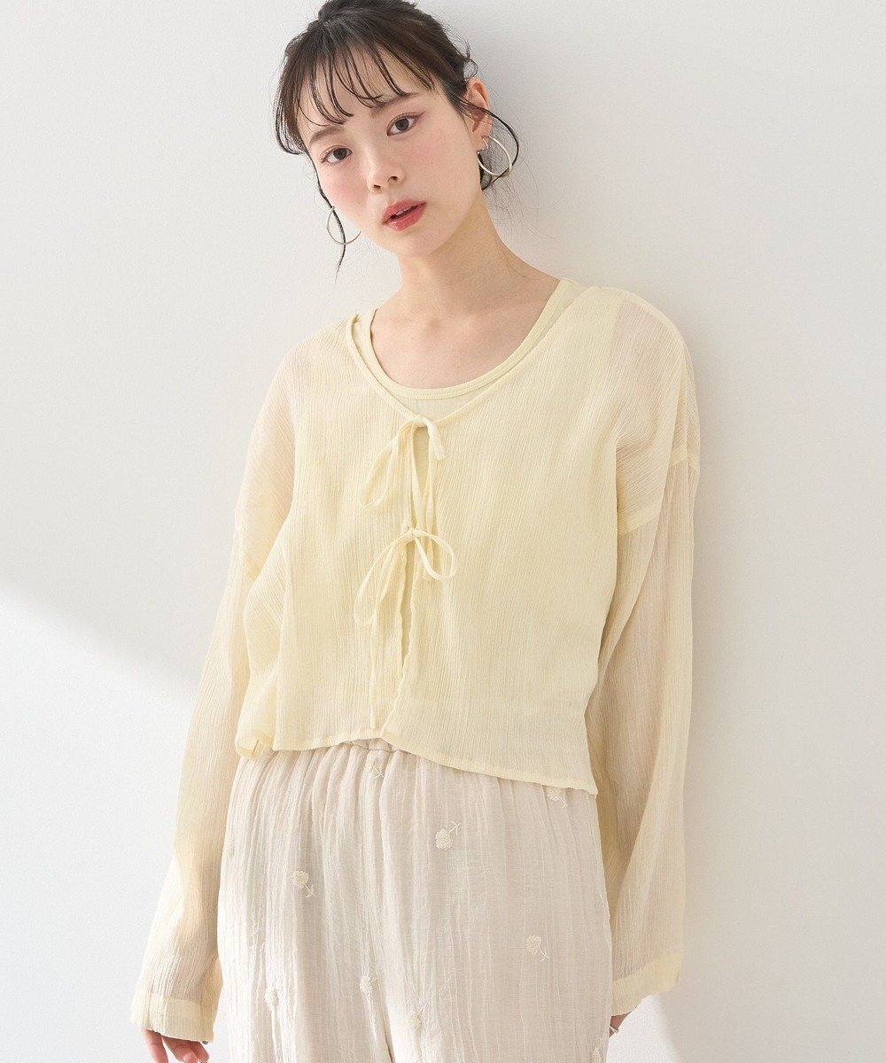 【アースミュージックアンドエコロジー/earth music&ecology】のSET2点クレープリボンブラウス+インナー インテリア・キッズ・メンズ・レディースファッション・服の通販 founy(ファニー) ファッション Fashion レディースファッション Fashion for Women トップス・カットソー Cut & Sew Tops シャツ・ブラウス・オフィスカジュアル Elegant Blouses & Button-Ups おすすめ Recommended / Our Picks インナー Innerwear タンク Tank Top, Sleeveless Top ダブル Double, Double-Breasted フェミニン Feminine, Girly フォルム Silhouette, Form ベーシック Basic, Essential ポケット Pocket, Pocket Detail リボン Ribbon, Bow 夏 Summer 春 Spring S/S・春夏 SS, Spring/Summer, Warm Season Yellow|ID: prp329100004662517 ipo3291000000033735228