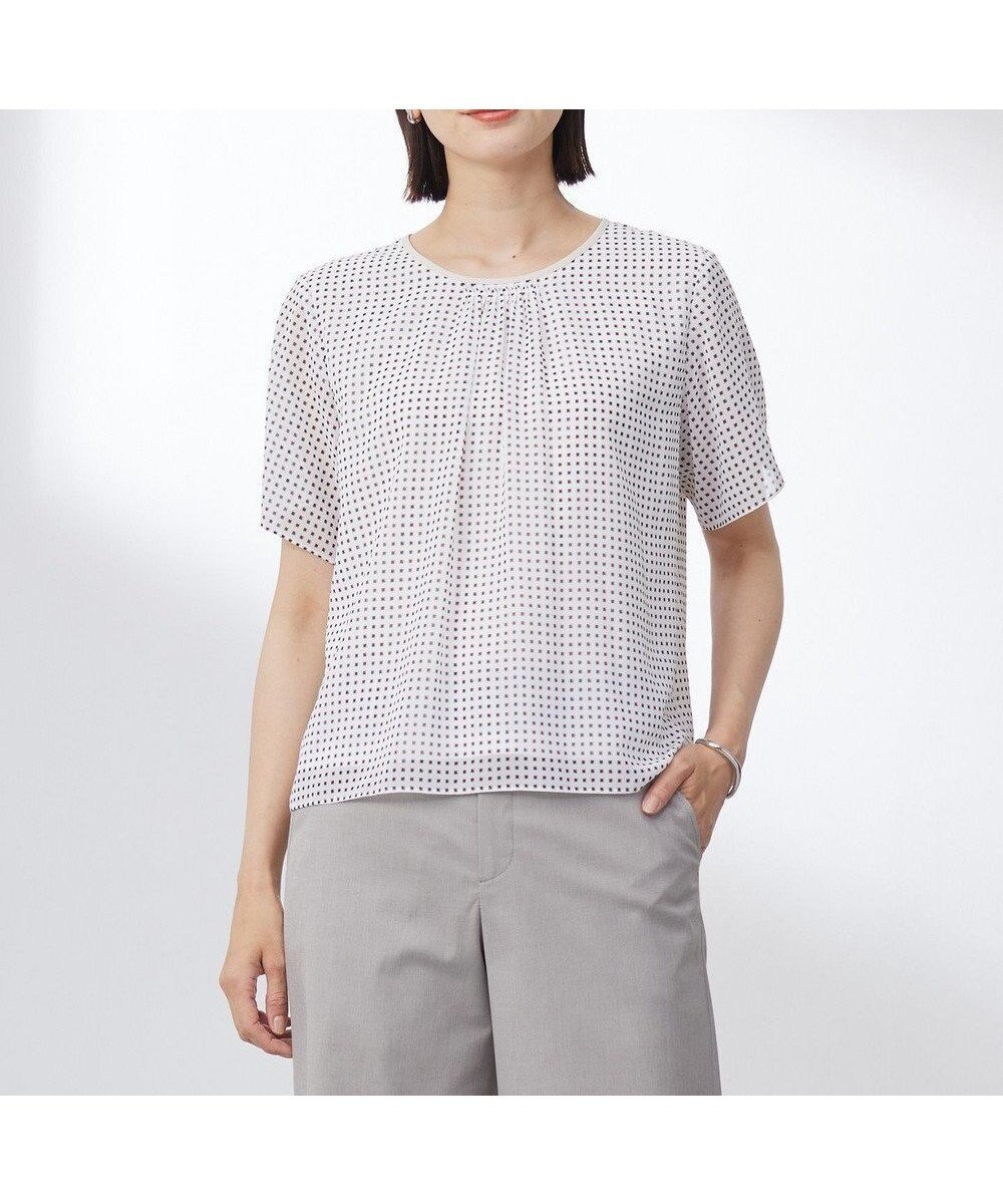 【ジェイ プレス/J.PRESS】の【洗える】スクエアープリント カットソー インテリア・キッズ・メンズ・レディースファッション・服の通販 founy(ファニー) 　ファッション　Fashion　レディースファッション　Fashion for Women　トップス・カットソー　Cut & Sew Tops　シャツ・ブラウス・オフィスカジュアル　Elegant Blouses & Button-Ups　ロングTシャツ・Tシャツ　Longline T-Shirts & Tees　カットソー・ベーシックTシャツ　Cut-and-Sewn Tops / Stretch Tees & Basics　インナー　Innerwear　春　Spring　洗える　Machine Washable　カットソー　Cut and Sewn Top　シフォン　Chiffon, Lightweight Fabric　ジョーゼット　Georgette, Semi-Sheer Fabric　スクエア　Square, Square Shape　ドット　Polka Dot, Dot Pattern　パイピング　Piping, Trim Design　フレア　Flare, Flared　S/S・春夏　SS, Spring/Summer, Warm Season　夏　Summer　エレガント 上品　Elegant　モカ系|ID: prp329100004662652 ipo3291000000033735720