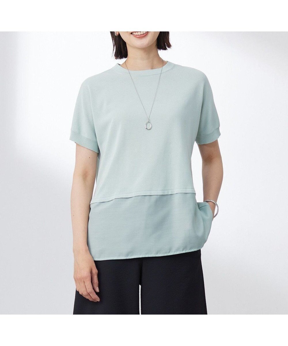 【ジェイ プレス/J.PRESS】の【洗える・抗菌防臭】FABRIC コンビ ニット インテリア・キッズ・メンズ・レディースファッション・服の通販 founy(ファニー) 　ファッション　Fashion　レディースファッション　Fashion for Women　トップス・カットソー　Cut & Sew Tops　ニット　Knit Tops & Sweaters　カットソー　Cut and Sewn Top　コンビ　Combo, Combination Style　シンプル　Simple, Minimal　セーター　Sweater, Knitwear　バランス　Balance, Style Balance　エレガント 上品　Elegant　夏　Summer　抗菌　Antibacterial, Bacteria-Resistant　春　Spring　S/S・春夏　SS, Spring/Summer, Warm Season　洗える　Machine Washable　ビジネス 仕事 通勤　Business / Work / Commuting　スモーキーミント系|ID: prp329100004662662 ipo3291000000033735757