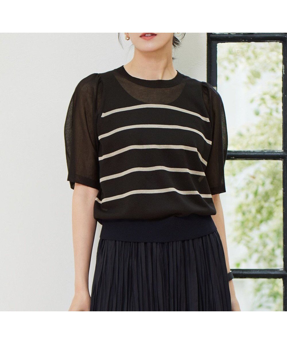 【自由区/JIYU-KU】の【カタログ掲載・洗える】ブライトシアープルオーバー ニット インテリア・キッズ・メンズ・レディースファッション・服の通販 founy(ファニー) ファッション Fashion レディースファッション Fashion for Women トップス・カットソー Cut & Sew Tops ニット Knit Tops & Sweaters カジュアルプルオーバー・ニットトップス Pullovers & Knit Tops / Casual Pullovers おすすめ Recommended / Our Picks ギャザー Gathered, Ruffled コンパクト Compact, Small Size シアー Sheer, See-Through セーター Sweater, Knitwear ブライト Bright, Shiny ボトム Bottoms, Lower Wear ワイド Wide, Wide Fit 夏 Summer 春 Spring S/S・春夏 SS, Spring/Summer, Warm Season 洗える Machine Washable ブラック×ベージュ|ID: prp329100004662777 ipo3291000000033736188