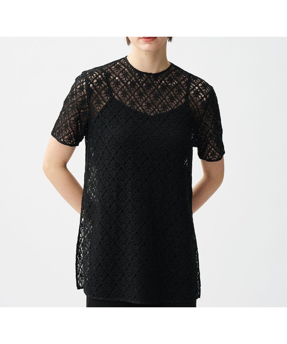 【アンクレイヴ/uncrave】のジオメトリックレース ブラウス インテリア・キッズ・メンズ・レディースファッション・服の通販 founy(ファニー) 　ファッション　Fashion　レディースファッション　Fashion for Women　トップス・カットソー　Cut & Sew Tops　シャツ・ブラウス・オフィスカジュアル　Elegant Blouses & Button-Ups　エレガント 上品　Elegant　春　Spring　シンプル　Simple, Minimal　スラックス　Slacks, Dress Pants　スリット　Slit, Slit Detail　デニム　Denim, Jeans Material　ボトム　Bottoms, Lower Wear　ポケット　Pocket, Pocket Detail　レース　Lace, Lace Fabric　S/S・春夏　SS, Spring/Summer, Warm Season　夏　Summer　ブラック|ID: prp329100004663442 ipo3291000000033738692