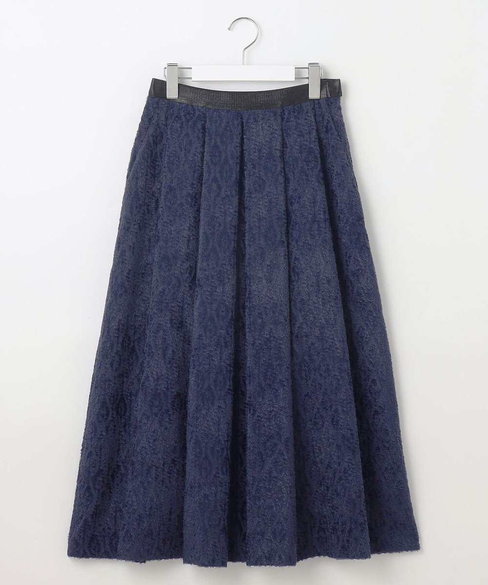 【自由区/JIYU-KU】の【Exclusive】ジオメトリックジャガード スカート インテリア・キッズ・メンズ・レディースファッション・服の通販 founy(ファニー) 　ファッション　Fashion　レディースファッション　Fashion for Women　スカート　Skirts　カットジャガード　Cut Jacquard　サテン　Satin, Glossy Fabric　フレア　Flare, Flared　エレガント 上品　Elegant　夏　Summer　春　Spring　S/S・春夏　SS, Spring/Summer, Warm Season　無地　Plain, Solid Color　ネイビー|ID: prp329100004663602 ipo3291000000033739334