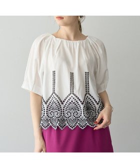 【イェッカ ヴェッカ/YECCA VECCA】のアイレット刺繍タックスリーブブラウス 人気、トレンドファッション・服の通販 founy(ファニー) ファッション Fashion レディースファッション Fashion for Women トップス・カットソー Cut & Sew Tops シャツ・ブラウス・オフィスカジュアル Elegant Blouses & Button-Ups おすすめ Recommended / Our Picks アイレット Eyelet Lace コンパクト Compact, Small Size スカラップ Scallop, Scalloped Edge スリーブ Sleeve, Long Sleeve / Short Sleeve フェミニン Feminine, Girly ポケット Pocket, Pocket Detail 夏 Summer 春 Spring S/S・春夏 SS, Spring/Summer, Warm Season |ID:prp329100004663655