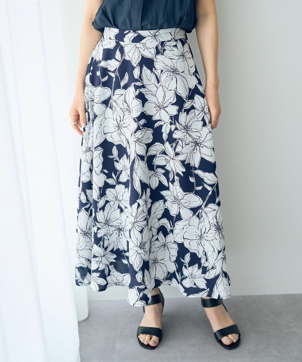 【イェッカ ヴェッカ/YECCA VECCA】のリネンライク大花柄フレアスカート インテリア・キッズ・メンズ・レディースファッション・服の通販 founy(ファニー) ファッション Fashion レディースファッション Fashion for Women スカート Skirts Aライン・フレアスカート A-Line & Flared Skirts シンプル Simple, Minimal フレア Flare, Flared プリント Print, Printed Pattern ポケット Pocket, Pocket Detail エレガント 上品 Elegant 夏 Summer 日本製 Made In Japan 春 Spring S/S・春夏 SS, Spring/Summer, Warm Season Navy|ID: prp329100004663661 ipo3291000000033739572