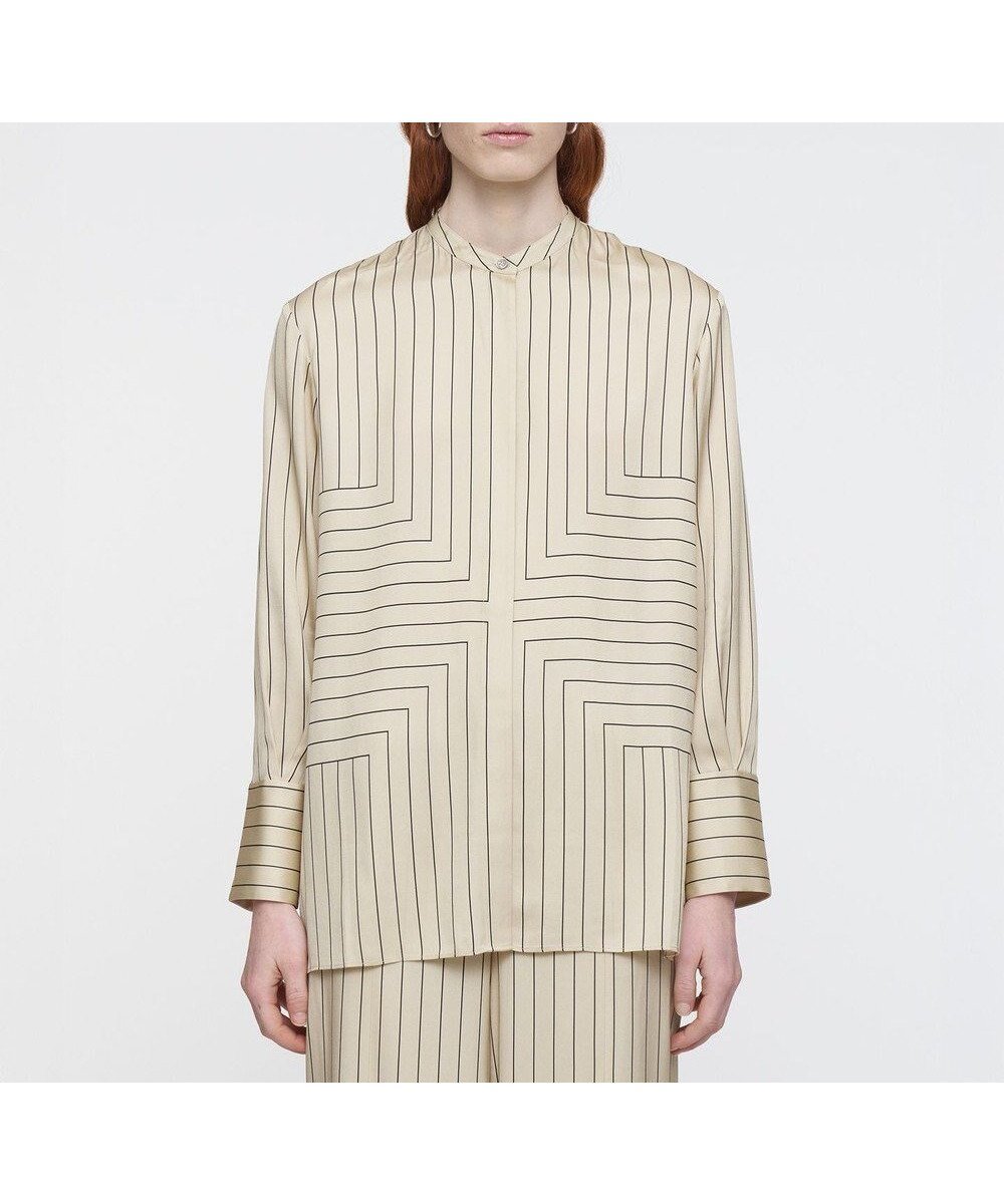 【ジョゼフ/JOSEPH】のジオメトリック アニメーション ロングスリーブブラウス 人気、トレンドファッション・服の通販 founy(ファニー) ファッション Fashion レディースファッション Fashion for Women トップス・カットソー Cut & Sew Tops シャツ・ブラウス・オフィスカジュアル Elegant Blouses & Button-Ups エレガント 上品 Elegant カフス Cuff Design シルク Silk, 100% Silk スタンド Stand Collar, Upright Stand ドレープ Drape, Draping Fabric フィット Fit, Slim Fit リラックス Relax, Relaxed Fit ワイド Wide, Wide Fit A/W・秋冬 Autumn/Winter other-1|ID: prp329100004663726 ipo3291000000033739798