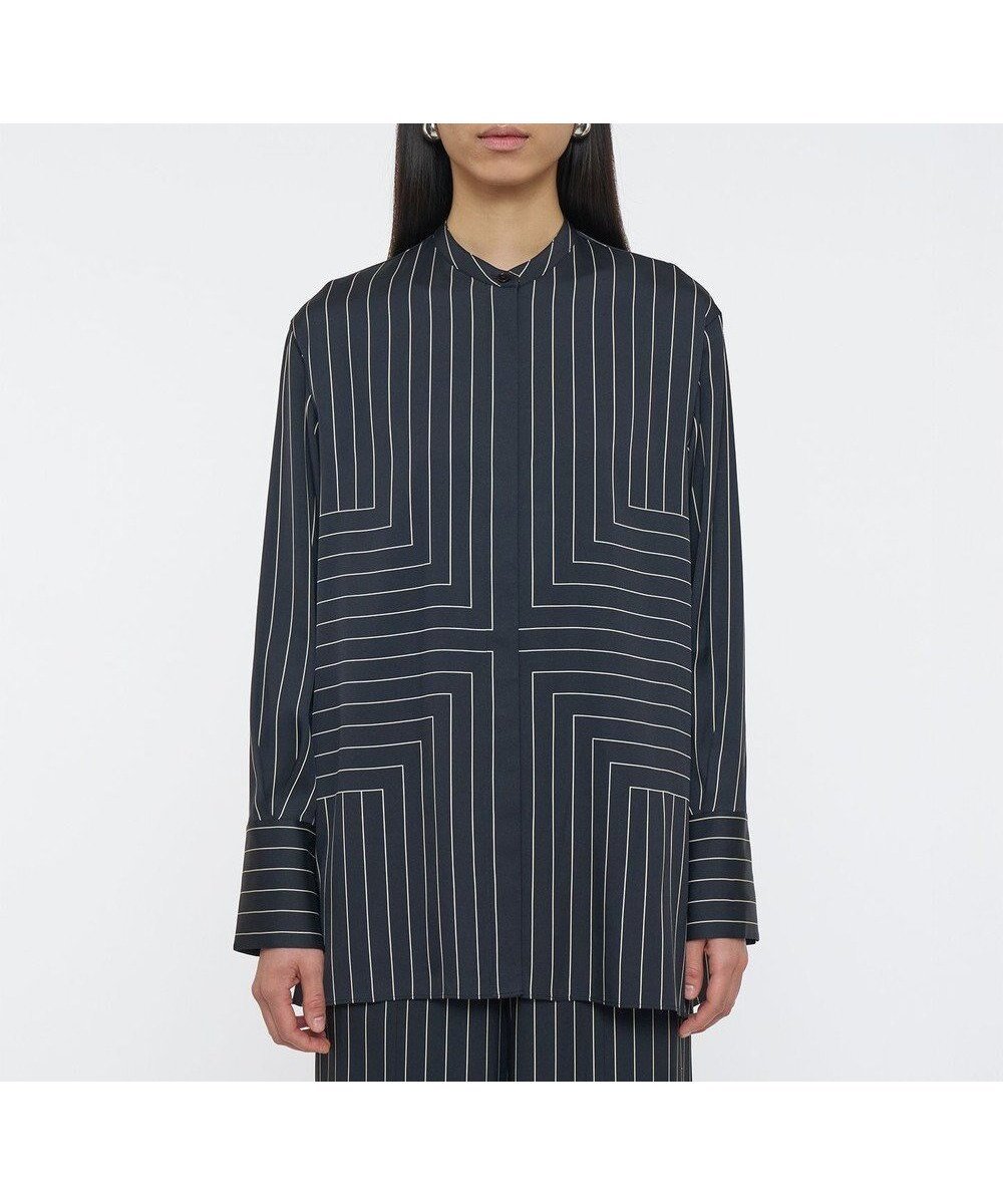 【ジョゼフ/JOSEPH】のジオメトリック アニメーション ロングスリーブブラウス インテリア・キッズ・メンズ・レディースファッション・服の通販 founy(ファニー) ファッション Fashion レディースファッション Fashion for Women トップス・カットソー Cut & Sew Tops シャツ・ブラウス・オフィスカジュアル Elegant Blouses & Button-Ups エレガント 上品 Elegant カフス Cuff Design シルク Silk, 100% Silk スタンド Stand Collar, Upright Stand ドレープ Drape, Draping Fabric フィット Fit, Slim Fit リラックス Relax, Relaxed Fit ワイド Wide, Wide Fit A/W・秋冬 Autumn/Winter Black / Affogato|ID: prp329100004663726 ipo3291000000033739800