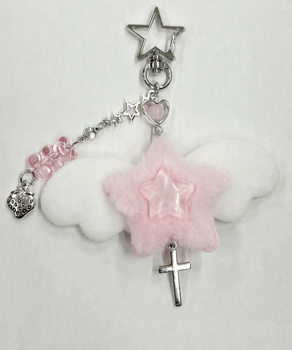 【ウィゴー/WEGO】のダブルスターエンジェルキーホルダー インテリア・キッズ・メンズ・レディースファッション・服の通販 founy(ファニー) 　ファッション　Fashion　レディースファッション　Fashion for Women　ミニ財布・二つ折り財布　Wallets & Card Cases　おすすめ　Recommended / Our Picks　キーホルダー　Keychain, Key Holder　スマホ　Smartphone, Mobile Device　トレンド　Trend, Trending Now　モチーフ　Motif, Design Theme　財布　Wallet, Purse　ピンク|ID: prp329100004663769 ipo3291000000033739940