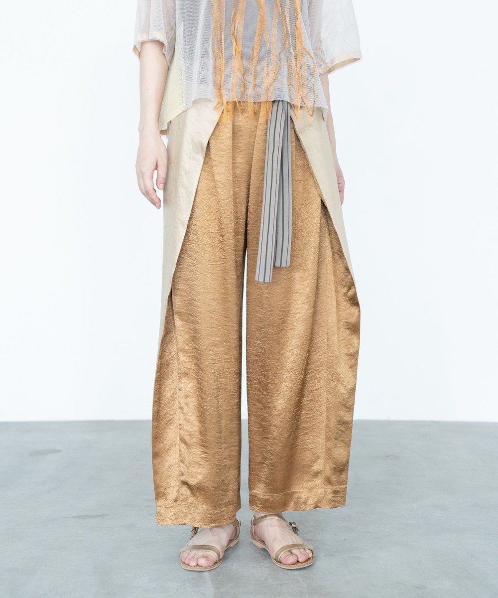 【コキュウ/COQ】の2WAY KNOT4 前後2WAYサテンパンツ インテリア・キッズ・メンズ・レディースファッション・服の通販 founy(ファニー) 　ファッション　Fashion　レディースファッション　Fashion for Women　パンツ　Pants & Trousers　ヴィンテージ　Vintage Style　春　Spring　コレクション　Collection, Seasonal Line　サテン　Satin, Glossy Fabric　ストライプ　Stripe, Striped Pattern　バランス　Balance, Style Balance　S/S・春夏　SS, Spring/Summer, Warm Season　犬　Dog　夏　Summer　ベージュ|ID: prp329100004663812 ipo3291000000034633678