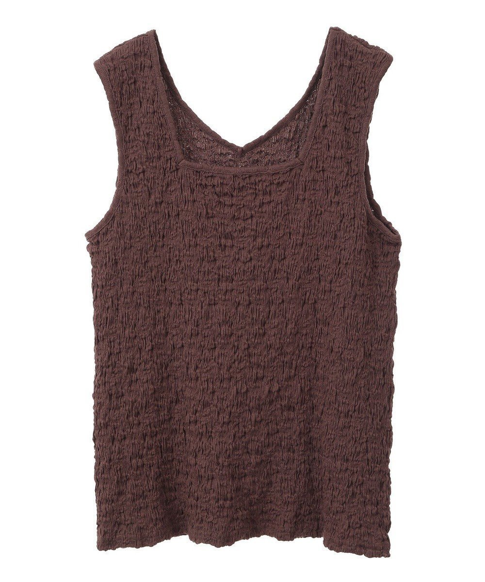 【グリーンパークス/Green Parks】の表面感タンクトップ インテリア・キッズ・メンズ・レディースファッション・服の通販 founy(ファニー) 　ファッション　Fashion　レディースファッション　Fashion for Women　トップス・カットソー　Cut & Sew Tops　キャミソール&ノースリーブ　Camisoles & Sleeveless Tops　おすすめ　Recommended / Our Picks　キャミソール　Camisole, Spaghetti Strap Top　スクエア　Square, Square Shape　ストレッチ　Stretch, Stretchy Fabric　タンク　Tank Top, Sleeveless Top　フィット　Fit, Slim Fit　ポケット　Pocket, Pocket Detail　ラウンド　Round, Round Neck　ワンポイント　One Point, Statement Accent　夏　Summer　春　Spring　S/S・春夏　SS, Spring/Summer, Warm Season　Brown|ID: prp329100004663856 ipo3291000000033740298