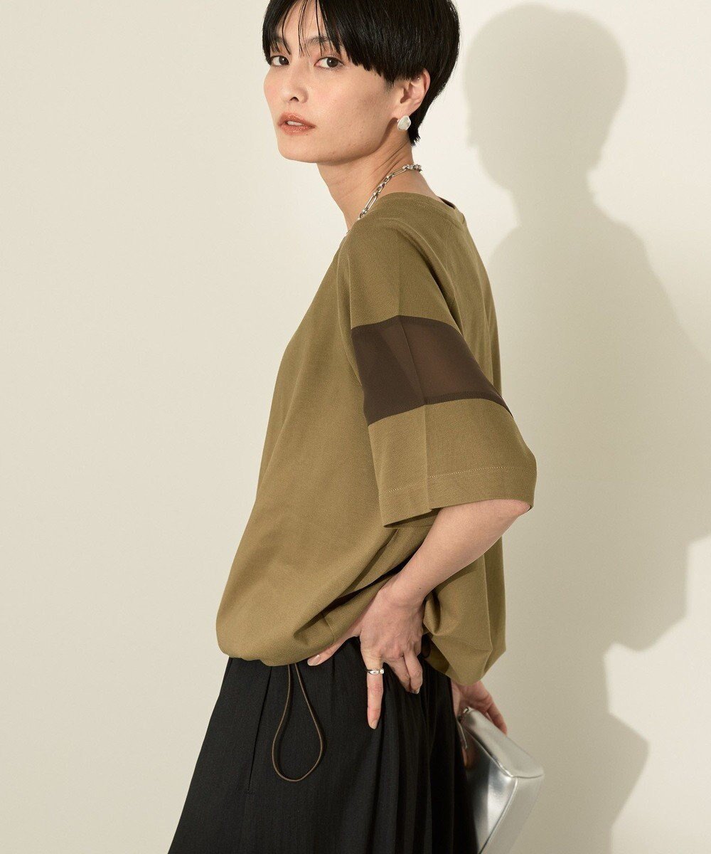 【アメリカンホリック/AMERICAN HOLIC】の異素材ライン切替プルオーバー インテリア・キッズ・メンズ・レディースファッション・服の通販 founy(ファニー) ファッション Fashion レディースファッション Fashion for Women トップス・カットソー Cut & Sew Tops シャツ・ブラウス・オフィスカジュアル Elegant Blouses & Button-Ups ロングTシャツ・Tシャツ Longline T-Shirts & Tees カジュアルプルオーバー・ニットトップス Pullovers & Knit Tops / Casual Pullovers カットソー・ベーシックTシャツ Cut-and-Sewn Tops / Stretch Tees & Basics おすすめ Recommended / Our Picks カットソー Cut and Sewn Top シアー Sheer, See-Through フォルム Silhouette, Form ポケット Pocket, Pocket Detail 切替 Switching, Contrast Panel 夏 Summer 春 Spring S/S・春夏 SS, Spring/Summer, Warm Season Olive|ID: prp329100004663861 ipo3291000000033740316