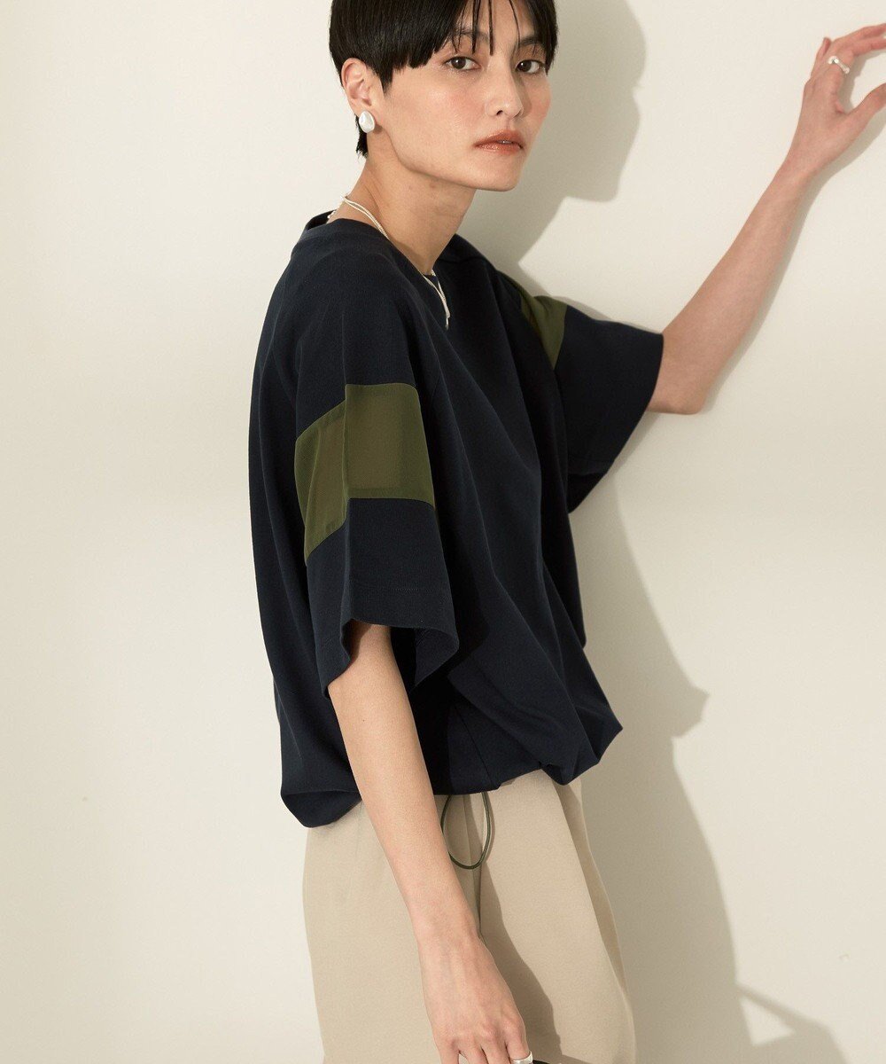 【アメリカンホリック/AMERICAN HOLIC】の異素材ライン切替プルオーバー インテリア・キッズ・メンズ・レディースファッション・服の通販 founy(ファニー) ファッション Fashion レディースファッション Fashion for Women トップス・カットソー Cut & Sew Tops シャツ・ブラウス・オフィスカジュアル Elegant Blouses & Button-Ups ロングTシャツ・Tシャツ Longline T-Shirts & Tees カジュアルプルオーバー・ニットトップス Pullovers & Knit Tops / Casual Pullovers カットソー・ベーシックTシャツ Cut-and-Sewn Tops / Stretch Tees & Basics おすすめ Recommended / Our Picks カットソー Cut and Sewn Top シアー Sheer, See-Through フォルム Silhouette, Form ポケット Pocket, Pocket Detail 切替 Switching, Contrast Panel 夏 Summer 春 Spring S/S・春夏 SS, Spring/Summer, Warm Season Navy|ID: prp329100004663861 ipo3291000000033740317