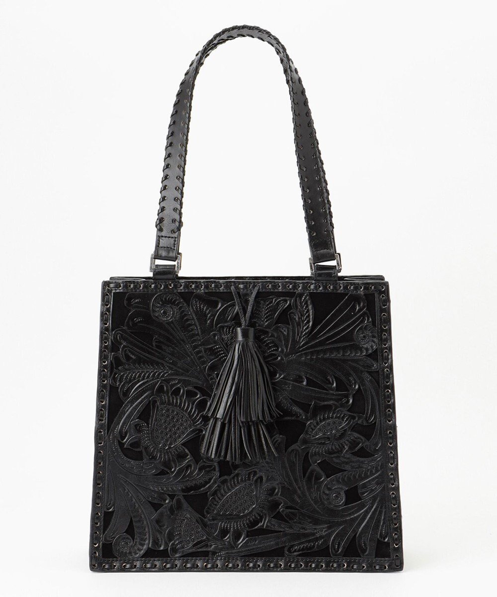【グレース コンチネンタル/GRACE CONTINENTAL】のCutwork toteBAG インテリア・キッズ・メンズ・レディースファッション・服の通販 founy(ファニー) ファッション Fashion レディースファッション Fashion for Women バッグ Bags ヴィンテージ Vintage Style スクエア Square, Square Shape タッセル Tassel, Fringe 定番 Standard, Basic Item フロント Front, Front Design ワーク Workwear, Utility Style ブラック|ID: prp329100004663926 ipo3291000000033740555