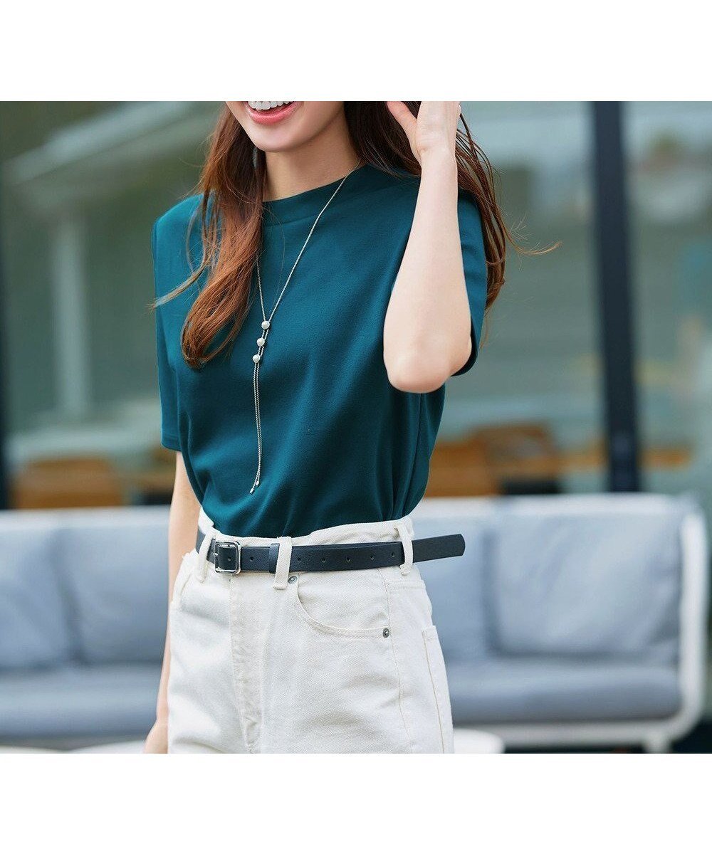 【ティアクラッセ/Tiaclasse】の【小倉優子さん着用・洗える・接触冷感・汗ジミ防止】“サマさまカットソー”ハーフスリーブベーシックトップス インテリア・キッズ・メンズ・レディースファッション・服の通販 founy(ファニー) ファッション Fashion レディースファッション Fashion for Women トップス・カットソー Cut & Sew Tops シャツ・ブラウス・オフィスカジュアル Elegant Blouses & Button-Ups ロングTシャツ・Tシャツ Longline T-Shirts & Tees カットソー・ベーシックTシャツ Cut-and-Sewn Tops / Stretch Tees & Basics インナー Innerwear 春 Spring 洗える Machine Washable カットソー Cut and Sewn Top カーディガン Cardigan, Knitwear コンパクト Compact, Small Size シンプル Simple, Minimal ストレッチ Stretch, Stretchy Fabric ストレート Straight, Straight Cut パール Pearl, Pearl Accent フィット Fit, Slim Fit 半袖 Short Sleeve, Half Sleeve モックネック Mock Neck, Short Turtleneck 楽ちん Easy Fit, Comfortable S/S・春夏 SS, Spring/Summer, Warm Season プチプライス・低価格 Affordable / Budget Price 夏 Summer エレガント 上品 Elegant ターコイズ|ID: prp329100004663959 ipo3291000000033740736