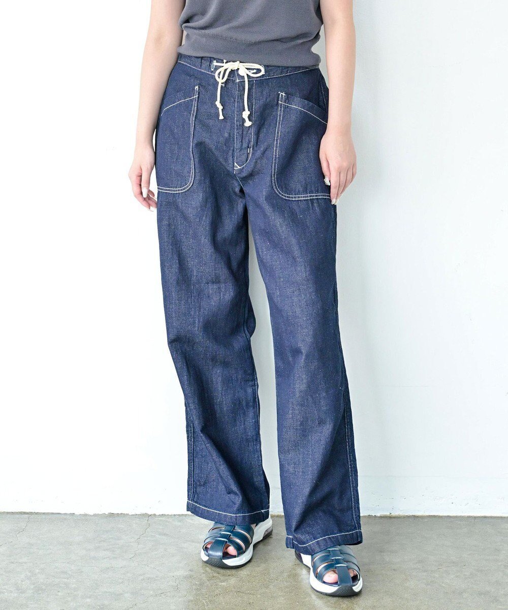 【サキュウ/caqu】の【洗える/リネン混/涼しい】FS linen easy wide ウエストゴムワイドストレート インテリア・キッズ・メンズ・レディースファッション・服の通販 founy(ファニー) 　ファッション　Fashion　レディースファッション　Fashion for Women　パンツ　Pants & Trousers　デニムパンツ・ジーンズ・美脚デニム　Denim Jeans & Pants　インディゴ　Indigo Denim　春　Spring　洗える　Machine Washable　軽量　Lightweight, Ultra Light　ジーンズ　Jeans, Denim Pants　スマート　Smart, Elegant　センター　Center, Center Line　デニム　Denim, Jeans Material　ファブリック　Fabric, Textile　フロント　Front, Front Design　ポケット　Pocket, Pocket Detail　リネン　Linen, Linen Fabric　ループ　Loop, Loop Knit　ワイド　Wide, Wide Fit　A/W・秋冬　Autumn/Winter　S/S・春夏　SS, Spring/Summer, Warm Season　夏　Summer　rinse|ID: prp329100004663966 ipo3291000000033740757