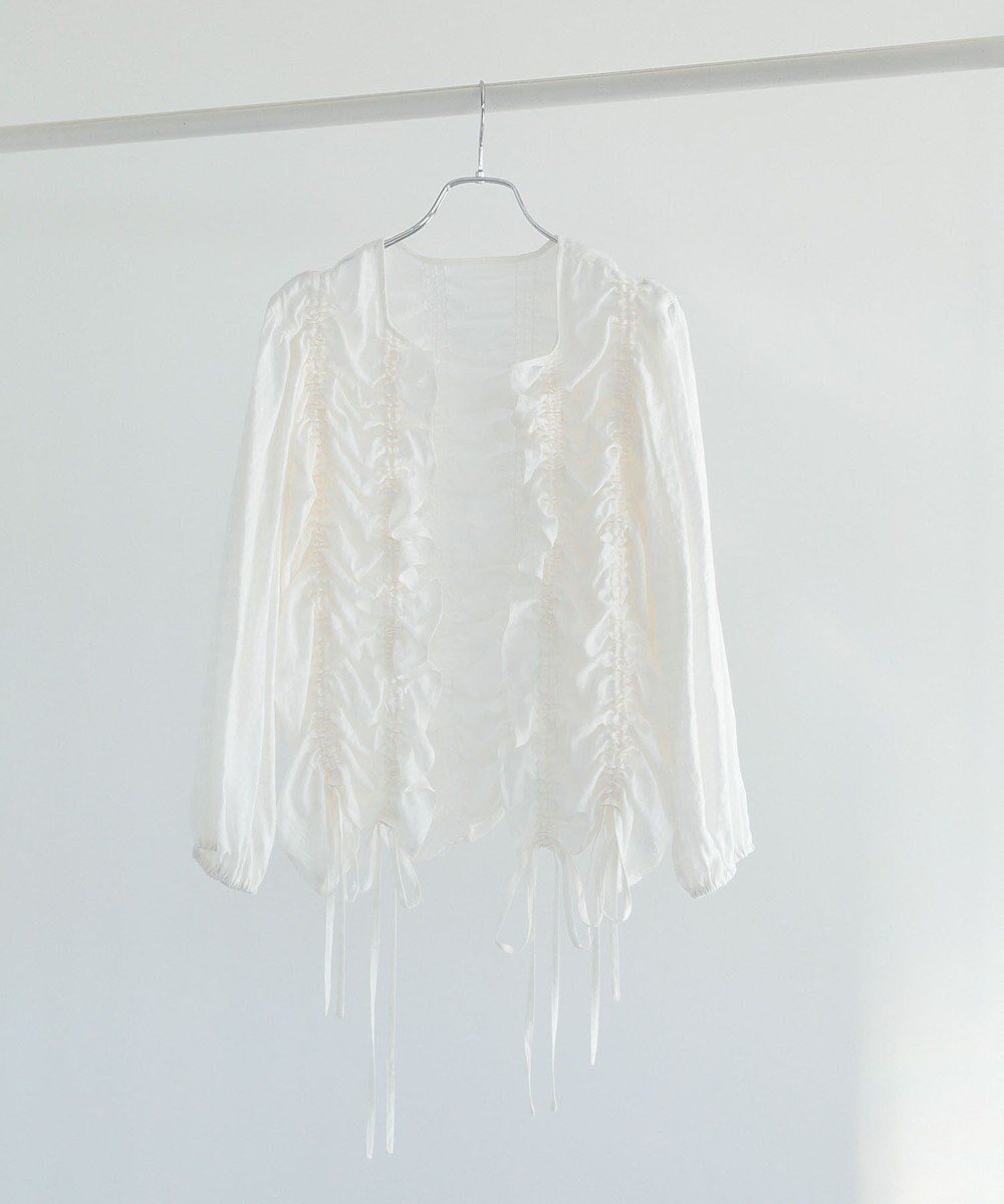 【グリーンパークス/Green Parks】のESCARシアーギンガムシャーリングカーディガ インテリア・キッズ・メンズ・レディースファッション・服の通販 founy(ファニー) ファッション Fashion レディースファッション Fashion for Women トップス・カットソー Cut & Sew Tops カーディガン・羽織り Layered Style Cardigans おすすめ Recommended / Our Picks カーディガン Cardigan, Knitwear シャーリング Shirring, Ruched ベーシック Basic, Essential ポケット Pocket, Pocket Detail リボン Ribbon, Bow 夏 Summer 春 Spring S/S・春夏 SS, Spring/Summer, Warm Season Off White|ID: prp329100004663993 ipo3291000000033740852