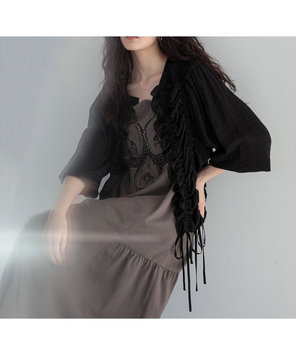 【グリーンパークス/Green Parks】のESCARシアーギンガムシャーリングカーディガ インテリア・キッズ・メンズ・レディースファッション・服の通販 founy(ファニー) ファッション Fashion レディースファッション Fashion for Women トップス・カットソー Cut & Sew Tops カーディガン・羽織り Layered Style Cardigans おすすめ Recommended / Our Picks カーディガン Cardigan, Knitwear シャーリング Shirring, Ruched ベーシック Basic, Essential ポケット Pocket, Pocket Detail リボン Ribbon, Bow 夏 Summer 春 Spring S/S・春夏 SS, Spring/Summer, Warm Season Black|ID: prp329100004663993 ipo3291000000033740853