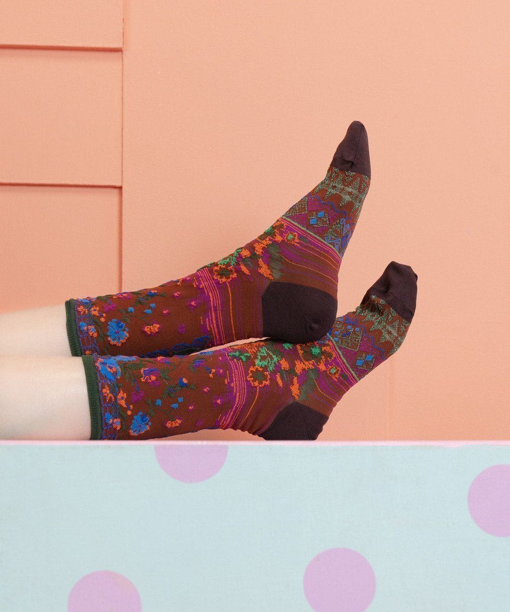【コキュウ/COQ】のantigua flower ラメ花柄ソックス インテリア・キッズ・メンズ・レディースファッション・服の通販 founy(ファニー) ファッション Fashion レディースファッション Fashion for Women ソックス&靴下 Socks & Hosiery レッグウェア・ストッキング Legwear & Hosiery カラフル Colorful Design キュプラ Cupro, Eco Fabric コレクション Collection, Seasonal Line ソックス Socks, Hosiery タンブラー Tumbler, Travel Mug テクスチャー Texture, Textured Fabric バランス Balance, Style Balance モチーフ Motif, Design Theme おすすめ Recommended / Our Picks 犬 Dog ブラウン|ID: prp329100004664096 ipo3291000000033741299
