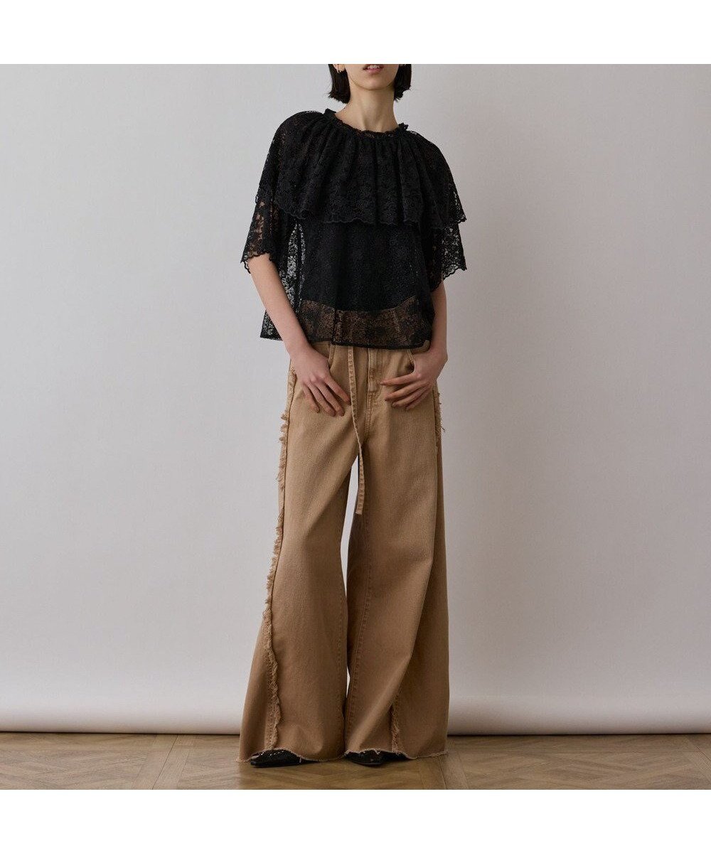 【グレース コンチネンタル/GRACE CONTINENTAL】のレースケープブラウス インテリア・キッズ・メンズ・レディースファッション・服の通販 founy(ファニー) ファッション Fashion レディースファッション Fashion for Women トップス・カットソー Cut & Sew Tops シャツ・ブラウス・オフィスカジュアル Elegant Blouses & Button-Ups デニム Denim, Jeans Material フェミニン Feminine, Girly フラワー Flower, Floral ボトム Bottoms, Lower Wear レース Lace, Lace Fabric ワイド Wide, Wide Fit 夏 Summer 春 Spring S/S・春夏 SS, Spring/Summer, Warm Season ブラック|ID: prp329100004664351 ipo3291000000033742245