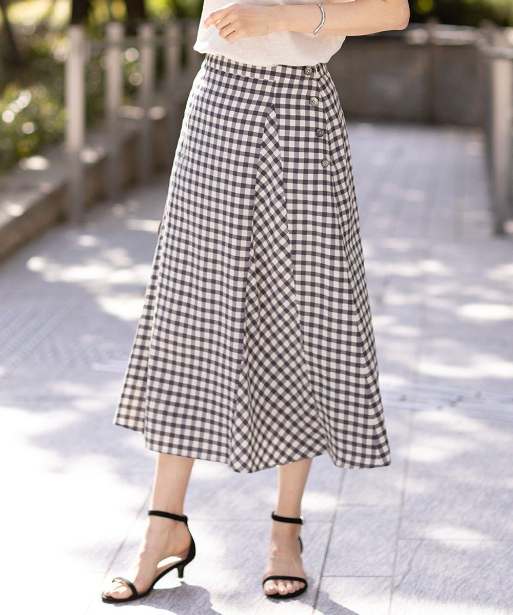 【ジェイ プレス/J.PRESS】の【洗える】アセVisギンガム フレアー スカート インテリア・キッズ・メンズ・レディースファッション・服の通販 founy(ファニー) 　ファッション　Fashion　レディースファッション　Fashion for Women　スカート　Skirts　アシンメトリー　Asymmetrical Style　エレガント 上品　Elegant　春　Spring　洗える　Machine Washable　ギンガム　Gingham, Gingham Fabric　チェック　Check, Plaid, Tartan　ドレープ　Drape, Draping Fabric　フレアースカート　Flared Skirt, A-Line Skirt　リラックス　Relax, Relaxed Fit　S/S・春夏　SS, Spring/Summer, Warm Season　夏　Summer　スレート×ベージュ系|ID: prp329100004664375 ipo3291000000033742332