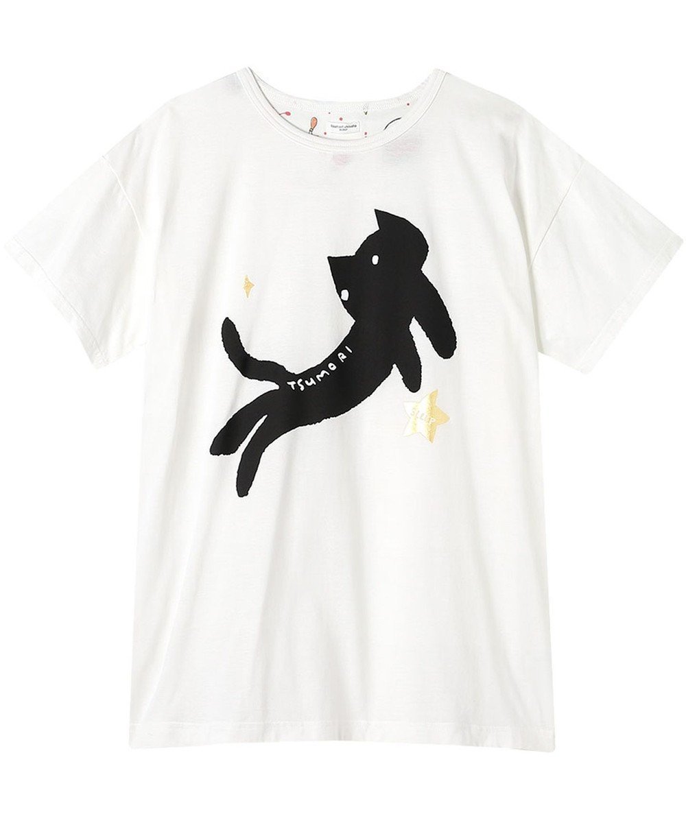 【ツモリチサト スリープ/tsumori chisato SLEEP】のツモリチサト トップス ルームウエア 4分袖 綿100%(本体) 天竺素材 レディース UTT150 /ワコール インテリア・キッズ・メンズ・レディースファッション・服の通販 founy(ファニー) 　ファッション　Fashion　レディースファッション　Fashion for Women　トップス・カットソー　Cut & Sew Tops　ネコ　Cat, Feline Motif　ハンド　Hand, Handmade　パジャマ　Pajamas, Sleepwear　プリント　Print, Printed Pattern　アイボリー|ID: prp329100004664506 ipo3291000000033742760