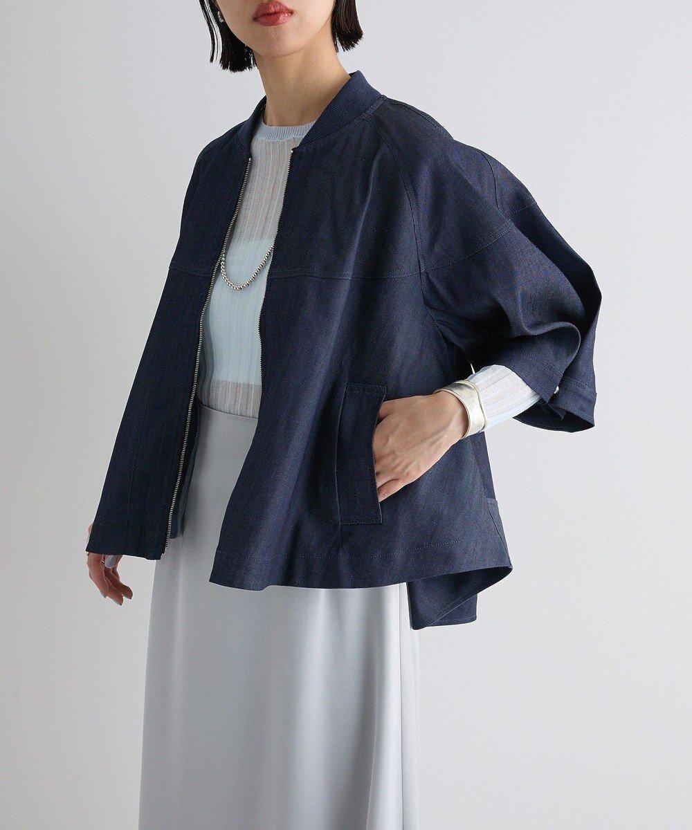 【グリーンパークス/Green Parks】のフレアブルゾン インテリア・キッズ・メンズ・レディースファッション・服の通販 founy(ファニー) 　ファッション　Fashion　レディースファッション　Fashion for Women　アウター　Coat / Outerwear Collection　レディースジャケット・軽アウター　Jackets　ブルゾンジャケット・スポーティアウター　Blouson Jackets　エレガント 上品　Elegant　春　Spring　シンプル　Simple, Minimal　ジャケット　Jacket, Outerwear　スリーブ　Sleeve, Long Sleeve / Short Sleeve　フランス　France, French　フレア　Flare, Flared　ブルゾン　Blouson, Bomber Jacket　ヘムライン　Hemline, Bottom Cut　ペプラム　Peplum, Flared Hem　ポケット　Pocket, Pocket Detail　S/S・春夏　SS, Spring/Summer, Warm Season　おすすめ　Recommended / Our Picks　夏　Summer　ビジネス 仕事 通勤　Business / Work / Commuting　Indigo|ID: prp329100004664684 ipo3291000000033743465