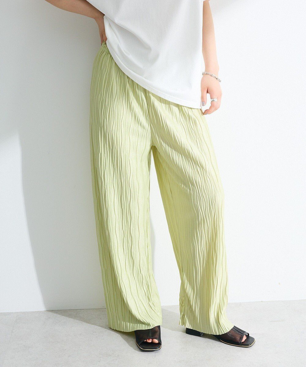 【グリーンパークス/Green Parks】のセルフカットウェーブプリーツパンツ インテリア・キッズ・メンズ・レディースファッション・服の通販 founy(ファニー) 　ファッション　Fashion　レディースファッション　Fashion for Women　パンツ　Pants & Trousers　ウェーブ　Wavy Pattern　ストレート　Straight, Straight Cut　ランダム　Random, Irregular　ワイド　Wide, Wide Fit　夏　Summer　春　Spring　S/S・春夏　SS, Spring/Summer, Warm Season　Light Yellow|ID: prp329100004664749 ipo3291000000033743660