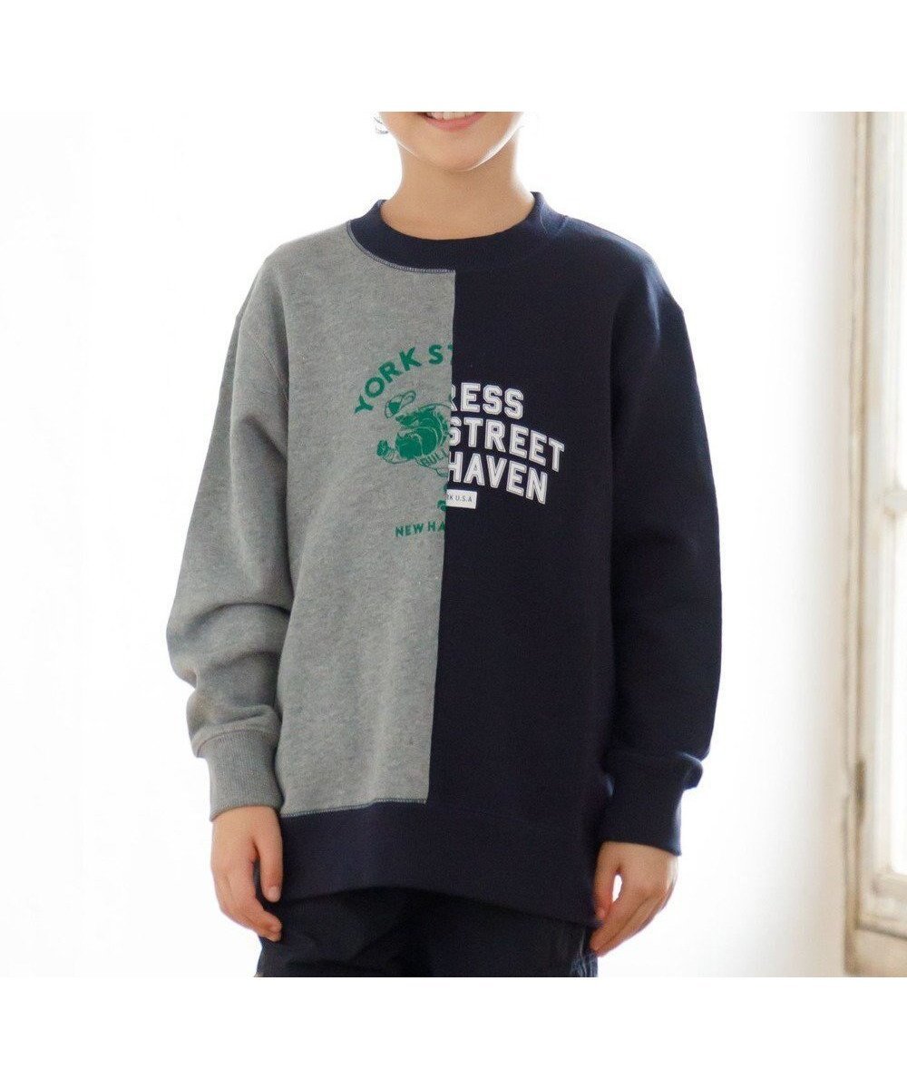 【ジェイ プレス/J.PRESS / KIDS】の【100-130cm】パッチワーク ブルプリント トレーナー インテリア・キッズ・メンズ・レディースファッション・服の通販 founy(ファニー) 　ファッション　Fashion　キッズファッション　Fashion for Kids　トップス・カットソー　Cut & Sew Tops　イラスト　Illustration　切替　Switching, Contrast Panel　スウェット / スエット　Sweatshirt, Sweatwear　スマホ　Smartphone, Mobile Device　トレンド　Trend, Trending Now　トレーナー　Sweatshirt, Trainer　人気　Popular, Best Seller　パッチワーク　Patchwork, Mixed Fabric　プリント　Print, Printed Pattern　リラックス　Relax, Relaxed Fit　ワンポイント　One Point, Statement Accent　A/W・秋冬　Autumn/Winter　冬　Winter / This Winter　おすすめ　Recommended / Our Picks　2024年　2024　2024-2025秋冬・A/W　Autumn/Winter 2024–25 AW24–25　ネイビー系|ID: prp329100004664946 ipo3291000000033745311