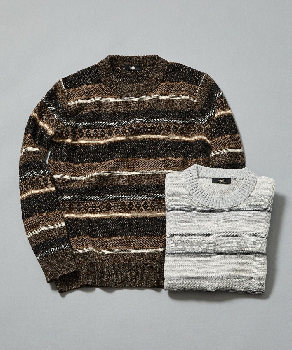 【ジョセフ アブード/JOSEPH ABBOUD / MEN】の【インポート素材/軽量/保温性】ベビーアルパカ ジャカード セーター インテリア・キッズ・メンズ・レディースファッション・服の通販 founy(ファニー) 　ファッション　Fashion　メンズファッション　Fashion for Men　トップス・カットソー　Cut & Sew Tops　ニット・セーター / 定番トップス　Knit Tops & Sweaters　おすすめ　Recommended / Our Picks　イタリア　Italy　インポート　Imported Fashion　ジャカード／ジャガード　Jacquard, Woven Pattern　セーター　Sweater, Knitwear　ベビー　Baby, Babywear　A/W・秋冬　Autumn/Winter　軽量　Lightweight, Ultra Light　ダークブラウン系7|ID: prp329100004664978 ipo3291000000034188165