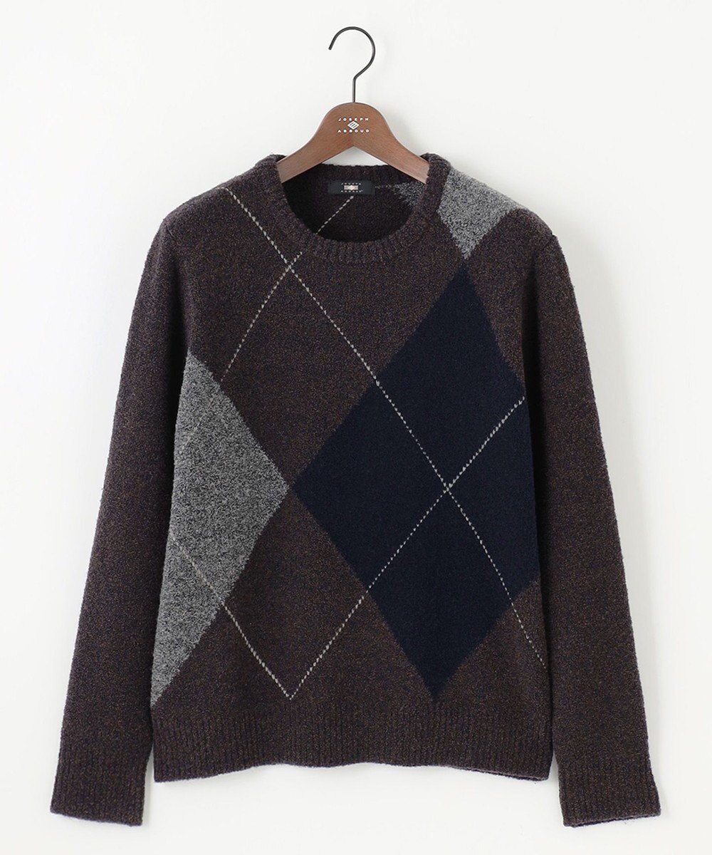 【ジョセフ アブード/JOSEPH ABBOUD / MEN】の【インポート素材/ソフトな肌触り/軽量】MOUSSE アーガイル クルーネック セーター インテリア・キッズ・メンズ・レディースファッション・服の通販 founy(ファニー) 　ファッション　Fashion　メンズファッション　Fashion for Men　トップス・カットソー　Cut & Sew Tops　ニット・セーター / 定番トップス　Knit Tops & Sweaters　おすすめ　Recommended / Our Picks　イタリア　Italy　インポート　Imported Fashion　シンプル　Simple, Minimal　セーター　Sweater, Knitwear　ビッグ　Big, Oversized　A/W・秋冬　Autumn/Winter　軽量　Lightweight, Ultra Light　ダークブラウン系7|ID: prp329100004665021 ipo3291000000034188162