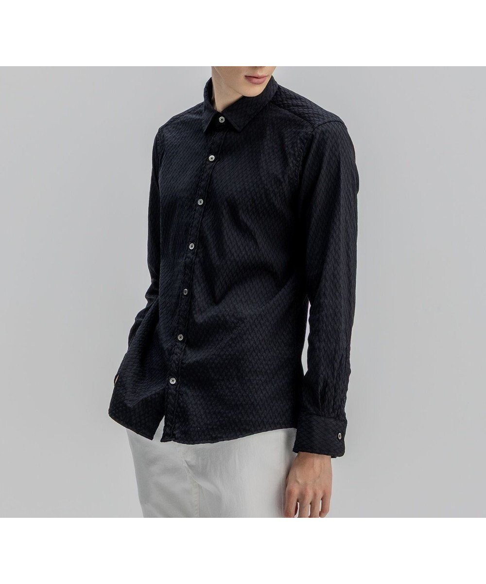 【ジョゼフ オム/JOSEPH HOMME / MEN】のアロージャガードストレッチ レギュラーカラーシャツ インテリア・キッズ・メンズ・レディースファッション・服の通販 founy(ファニー) 　ファッション　Fashion　メンズファッション　Fashion for Men　トップス・カットソー　Cut & Sew Tops　メンズシャツ　Shirts　インナー　Innerwear　サッカー　Seersucker, Summer Fabric　シェイプ　Shape, Slim Fit　シンプル　Simple, Minimal　ジャケット　Jacket, Outerwear　ストレッチ　Stretch, Stretchy Fabric　ハウンドトゥース　Houndstooth, Dogtooth Check　ベーシック　Basic, Essential　ポケット　Pocket, Pocket Detail　夏　Summer　春　Spring　S/S・春夏　SS, Spring/Summer, Warm Season　無地　Plain, Solid Color　長袖　Long Sleeve, Full Sleeve　ブラック系|ID: prp329100004665027 ipo3291000000034942833