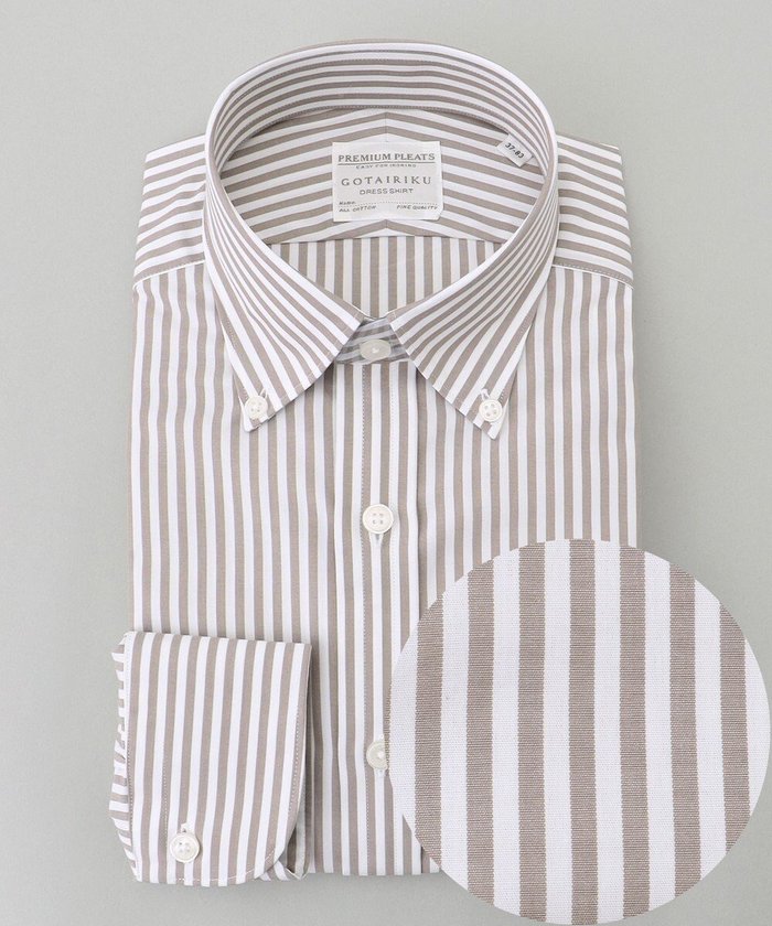 【五大陸/gotairiku / MEN】の【形態安定】PREMIUMPLEATS_ボタンダウンカラー 通年ドレスシャツ_ストライプ(25年春夏モデル) インテリア・キッズ・メンズ・レディースファッション・服の通販 founy(ファニー) https://founy.com/ ファッション Fashion メンズファッション Fashion for Men トップス・カットソー Cut & Sew Tops メンズシャツ Shirts 春 Spring ストライプ Stripe, Striped Pattern スーピマ Supima, Premium Cotton ドレス Dress, One-Piece 定番 Standard, Basic Item レギュラー Regular, Standard Fit A/W・秋冬 Autumn/Winter S/S・春夏 SS, Spring/Summer, Warm Season 夏 Summer |ID: prp329100004665054 ipo3291000000034387568