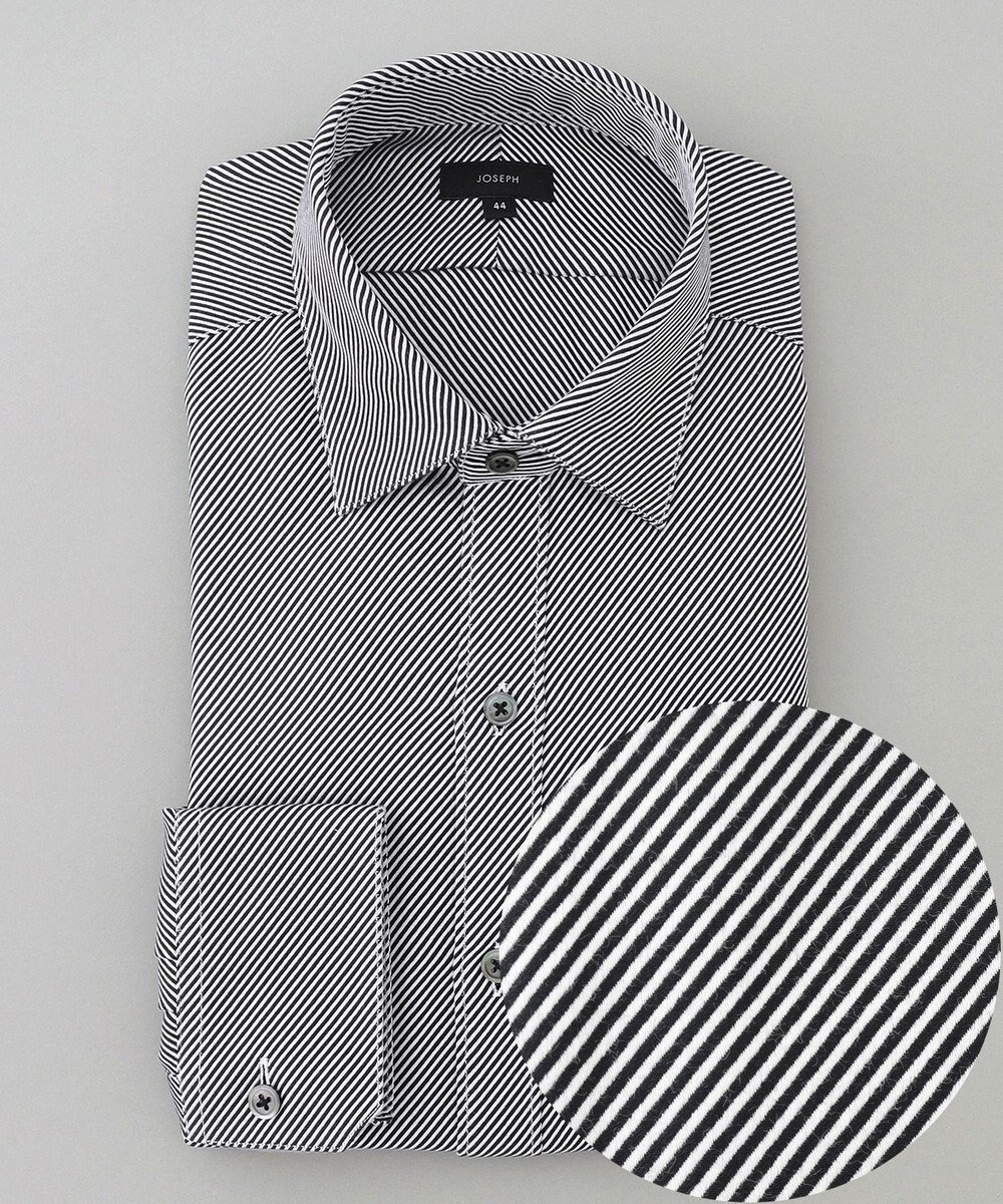 【ジョゼフ オム/JOSEPH HOMME / MEN】のカルゼツイル レギュラーカラー ドレスシャツ インテリア・キッズ・メンズ・レディースファッション・服の通販 founy(ファニー) 　ファッション　Fashion　メンズファッション　Fashion for Men　トップス・カットソー　Cut & Sew Tops　メンズシャツ　Shirts　カフス　Cuff Design　ストレッチ　Stretch, Stretchy Fabric　ドレス　Dress, One-Piece　レギュラー　Regular, Standard Fit　A/W・秋冬　Autumn/Winter　ブラック系1|ID: prp329100004665056 ipo3291000000033745654