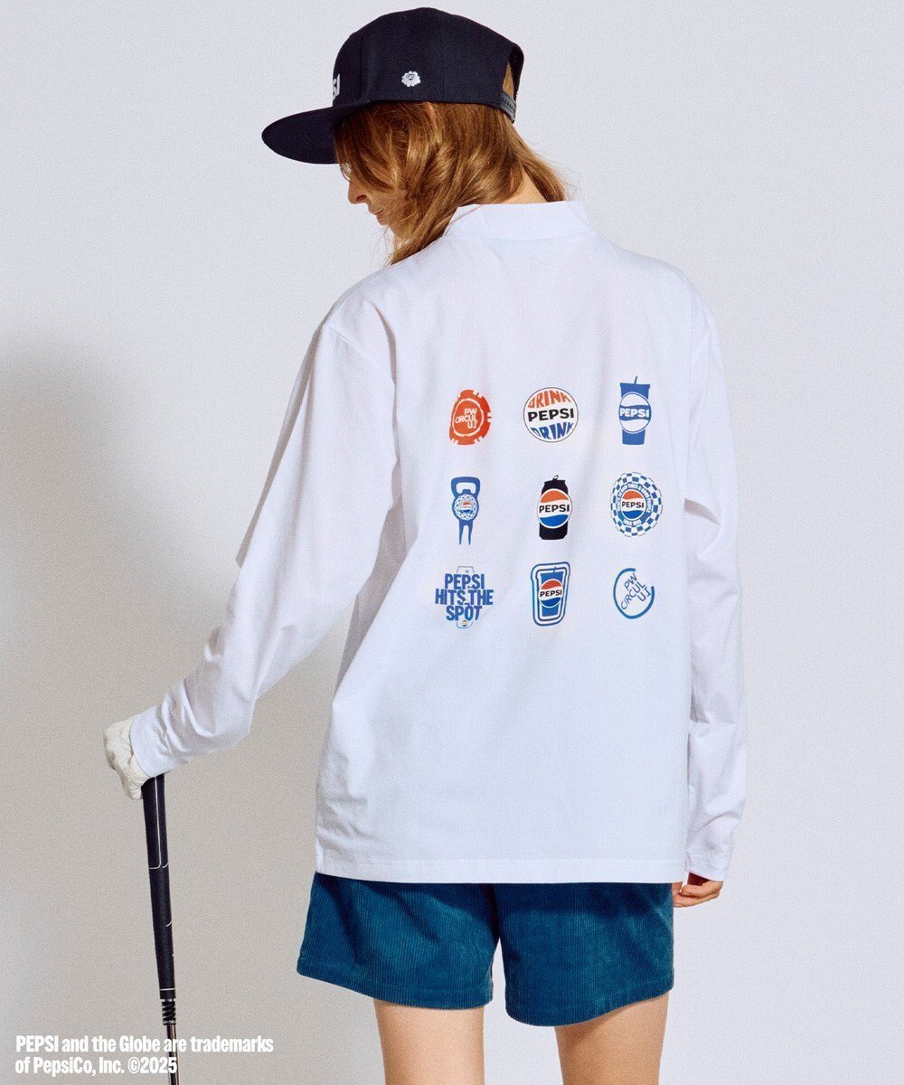 【ピーダブリュサーキュラス/PW CIRCULUS / MEN】の〈Pepsiコラボ〉【UNISEX】Pepsi 9-LOGO モックネック ロングT 人気、トレンドファッション・服の通販 founy(ファニー) 　ファッション　Fashion　メンズファッション　Fashion for Men　トップス・カットソー　Cut & Sew Tops　メンズシャツ　Shirts　春　Spring　カットソー　Cut and Sewn Top　クール　Cool, Chic　コラボ　Collaboration, Collab　吸水　Absorbent, Quick-Dry　軽量　Lightweight, Ultra Light　ストレッチ　Stretch, Stretchy Fabric　モチーフ　Motif, Design Theme　モックネック　Mock Neck, Short Turtleneck　モノトーン　Monotone, Black and White　ユニセックス　Unisex, Genderless　ロング　Long, Long-Length　S/S・春夏　SS, Spring/Summer, Warm Season　新作・新入荷　New Arrivals / New In　おすすめ　Recommended / Our Picks　夏　Summer　ゴルフ　Golf　 other-1|ID: prp329100004665093 ipo3291000000033745920