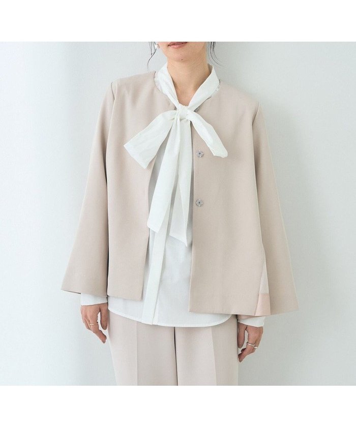【イェッカ ヴェッカ/YECCA VECCA】のチュールMIXジャケット インテリア・キッズ・メンズ・レディースファッション・服の通販 founy(ファニー) https://founy.com/ ファッション Fashion レディースファッション Fashion for Women アウター Coat / Outerwear Collection レディースジャケット・軽アウター Jackets ノーカラージャケット / シンプル上品コーデ Collarless Jackets おすすめ Recommended / Our Picks サテン Satin, Glossy Fabric ジャケット Jacket, Outerwear セレモニー Ceremony チュール Tulip, Tulip Motif フェミニン Feminine, Girly ポケット Pocket, Pocket Detail リボン Ribbon, Bow エレガント 上品 Elegant 夏 Summer 春 Spring S/S・春夏 SS, Spring/Summer, Warm Season |ID: prp329100004665114 ipo3291000000033746049