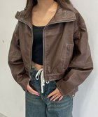 【ウィゴー/WEGO】の配色ステッチWZIPショートブルゾン ブラウン|ID: prp329100004665120 ipo3291000000033746069