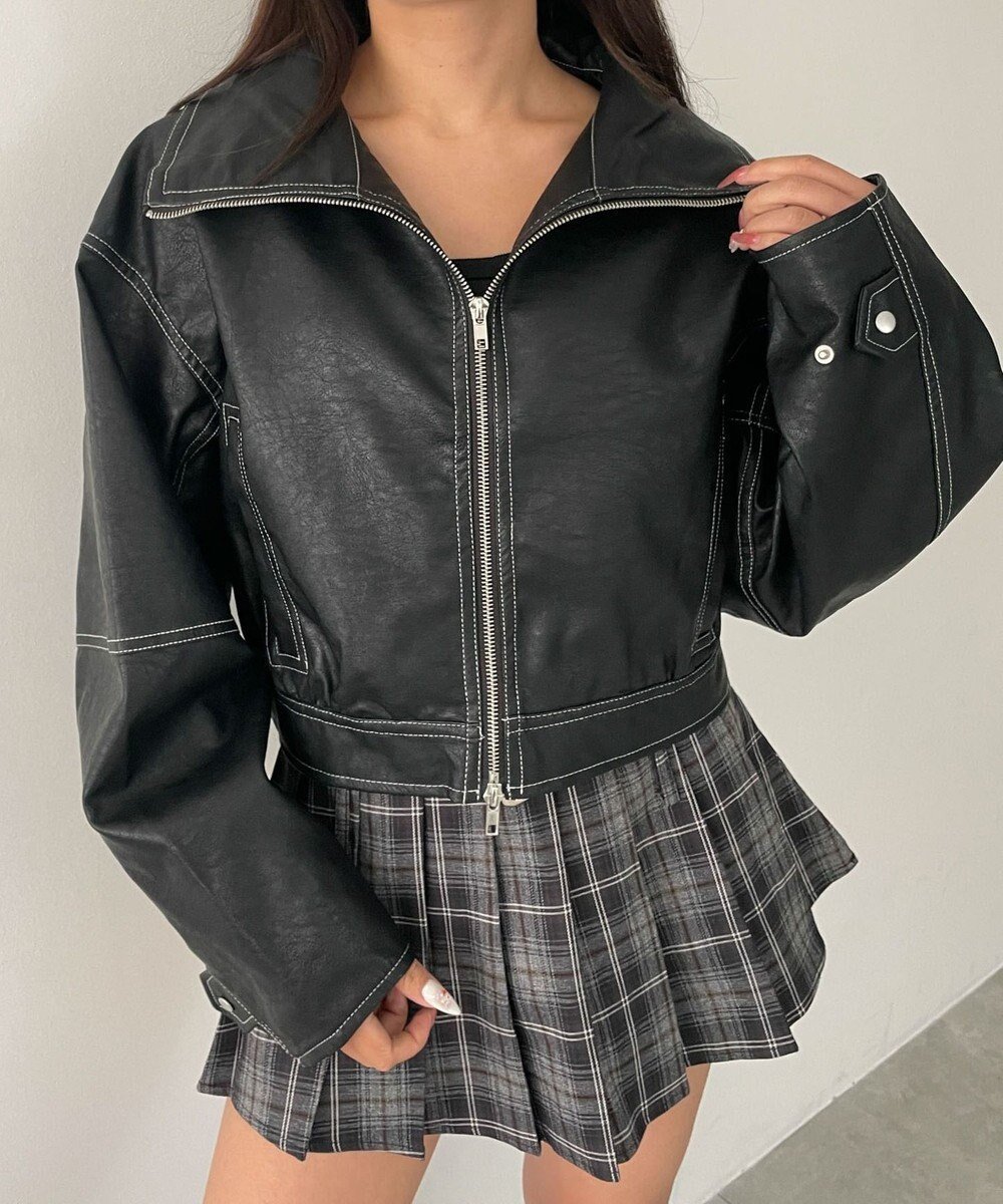 【ウィゴー/WEGO】の配色ステッチWZIPショートブルゾン インテリア・キッズ・メンズ・レディースファッション・服の通販 founy(ファニー) 　ファッション　Fashion　レディースファッション　Fashion for Women　アウター　Coat / Outerwear Collection　レディースジャケット・軽アウター　Jackets　ブルゾンジャケット・スポーティアウター　Blouson Jackets　ショート　Short, Short Length　ジャケット　Jacket, Outerwear　スタンド　Stand Collar, Upright Stand　スマホ　Smartphone, Mobile Device　デニム　Denim, Jeans Material　トレンド　Trend, Trending Now　ブルゾン　Blouson, Bomber Jacket　A/W・秋冬　Autumn/Winter　ブラック|ID: prp329100004665120 ipo3291000000033746070