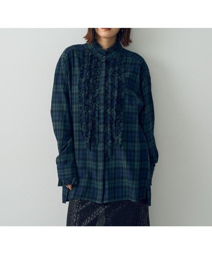 【イェッカ ヴェッカ/YECCA VECCA】のチェック柄フリルデザインロングシャツ インテリア・キッズ・メンズ・レディースファッション・服の通販 founy(ファニー) https://founy.com/ ファッション Fashion レディースファッション Fashion for Women トップス・カットソー Cut & Sew Tops シャツ・ブラウス・オフィスカジュアル Elegant Blouses & Button-Ups おすすめ Recommended / Our Picks ウォッシュ Washed Finish チェック Check, Plaid, Tartan トレンド Trend, Trending Now バランス Balance, Style Balance ビッグ Big, Oversized フリル Frill, Ruffle フロント Front, Front Design ボトム Bottoms, Lower Wear ポケット Pocket, Pocket Detail ロング Long, Long-Length A/W・秋冬 Autumn/Winter |ID: prp329100004665128 ipo3291000000033746092
