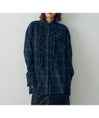 【イェッカ ヴェッカ/YECCA VECCA】のチェック柄フリルデザインロングシャツ Green|ID: prp329100004665128 ipo3291000000033746093