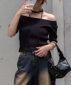 【ウィゴー/WEGO】のチョーカーリボン付きオフショルニット ブラック|ID: prp329100004665142 ipo3291000000033746193
