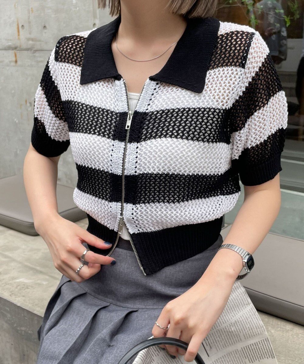 【ウィゴー/WEGO】のWZIPニットカーデ インテリア・キッズ・メンズ・レディースファッション・服の通販 founy(ファニー) 　ファッション　Fashion　レディースファッション　Fashion for Women　トップス・カットソー　Cut & Sew Tops　ニット　Knit Tops & Sweaters　カーディガン・羽織り　Layered Style Cardigans　インナー　Innerwear　春　Spring　カーディガン　Cardigan, Knitwear　ガーリー　Girly, Feminine Style　サマー　Summer, Summer Style　ショート　Short, Short Length　シンプル　Simple, Minimal　ジップ　Zip, Zipper　スマホ　Smartphone, Mobile Device　透かし　Cut-Out, Lacework　ダブル　Double, Double-Breasted　デニム　Denim, Jeans Material　ボトム　Bottoms, Lower Wear　メッシュ　Mesh, Net Fabric　ロング　Long, Long-Length　S/S・春夏　SS, Spring/Summer, Warm Season　夏　Summer　ホワイトボーダー|ID: prp329100004665143 ipo3291000000034991487