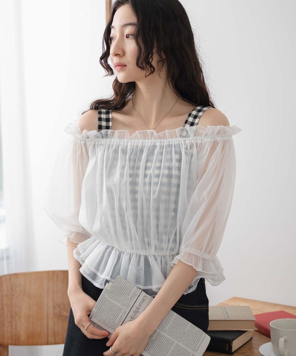 【ウィゴー/WEGO】の【2点セット】キャミSETオーガンジーオフショルブラウス インテリア・キッズ・メンズ・レディースファッション・服の通販 founy(ファニー) 　ファッション　Fashion　レディースファッション　Fashion for Women　トップス・カットソー　Cut & Sew Tops　キャミソール&ノースリーブ　Camisoles & Sleeveless Tops　シャツ・ブラウス・オフィスカジュアル　Elegant Blouses & Button-Ups　オーガンジー　Organza Fabric　春　Spring　ガーリー　Girly, Feminine Style　キャミ　Camisole, Cami Top　シアー　Sheer, See-Through　ショート　Short, Short Length　スマホ　Smartphone, Mobile Device　デニム　Denim, Jeans Material　ビスチェ　Bustier, Corset Top　フェミニン　Feminine, Girly　S/S・春夏　SS, Spring/Summer, Warm Season　おすすめ　Recommended / Our Picks　夏　Summer　ホワイト|ID: prp329100004665145 ipo3291000000033746237
